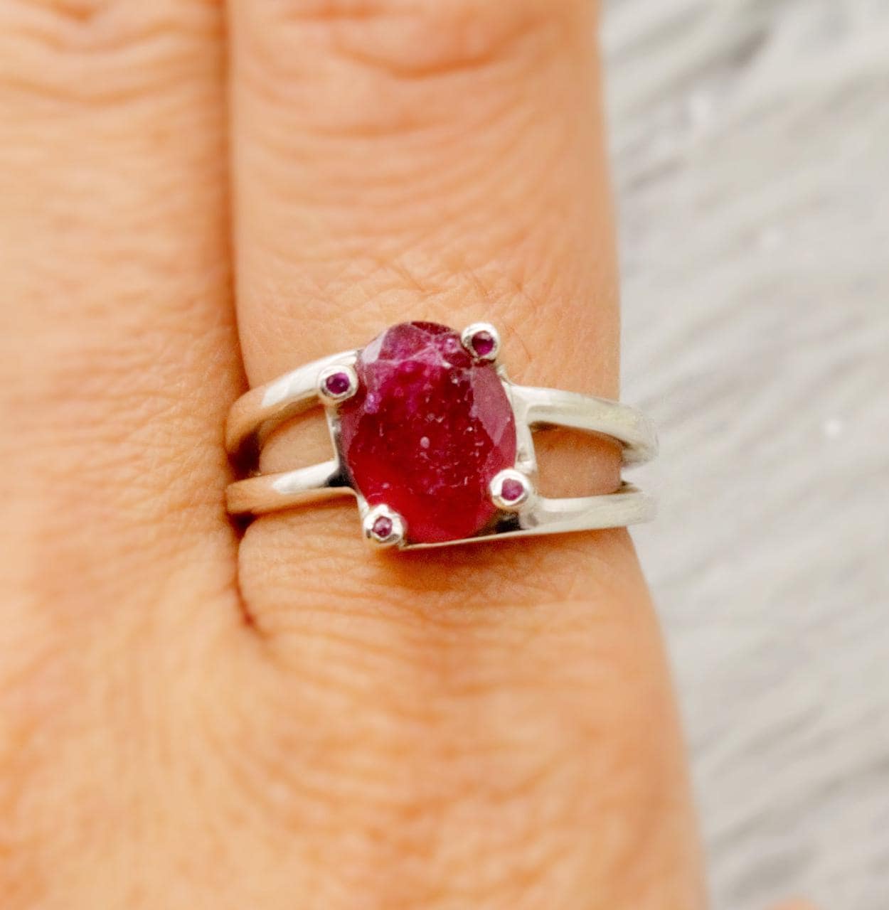 Red Ruby Ring, 925 Sterling Silver Ring, UK Size M, July Birthstone, Handmade Dainty Gemstone Ring, Birthday Gifts, Gift For Her