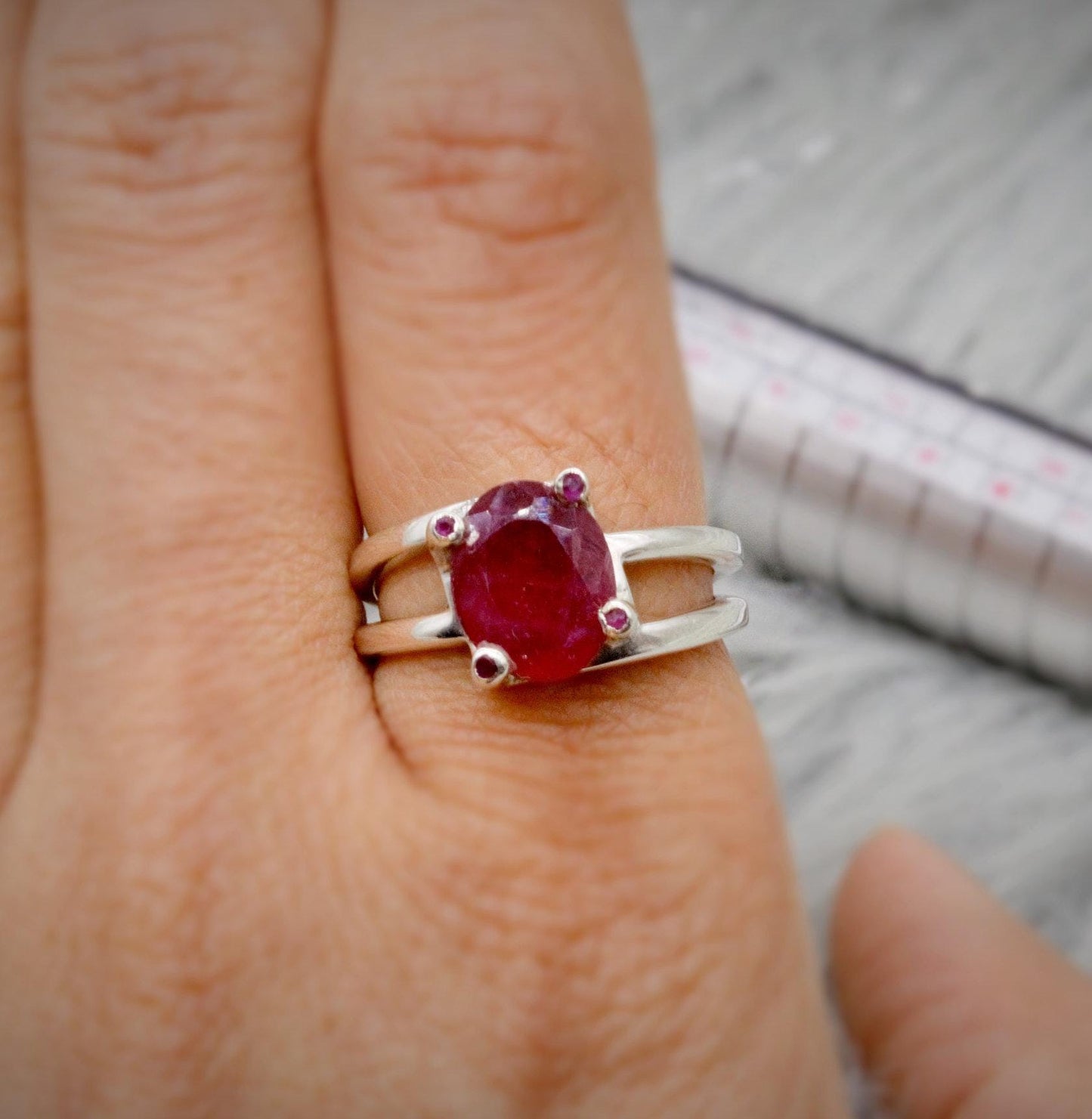 Red Ruby Ring, 925 Sterling Silver Ring, UK Size M, July Birthstone, Handmade Dainty Gemstone Ring, Birthday Gifts, Gift For Her