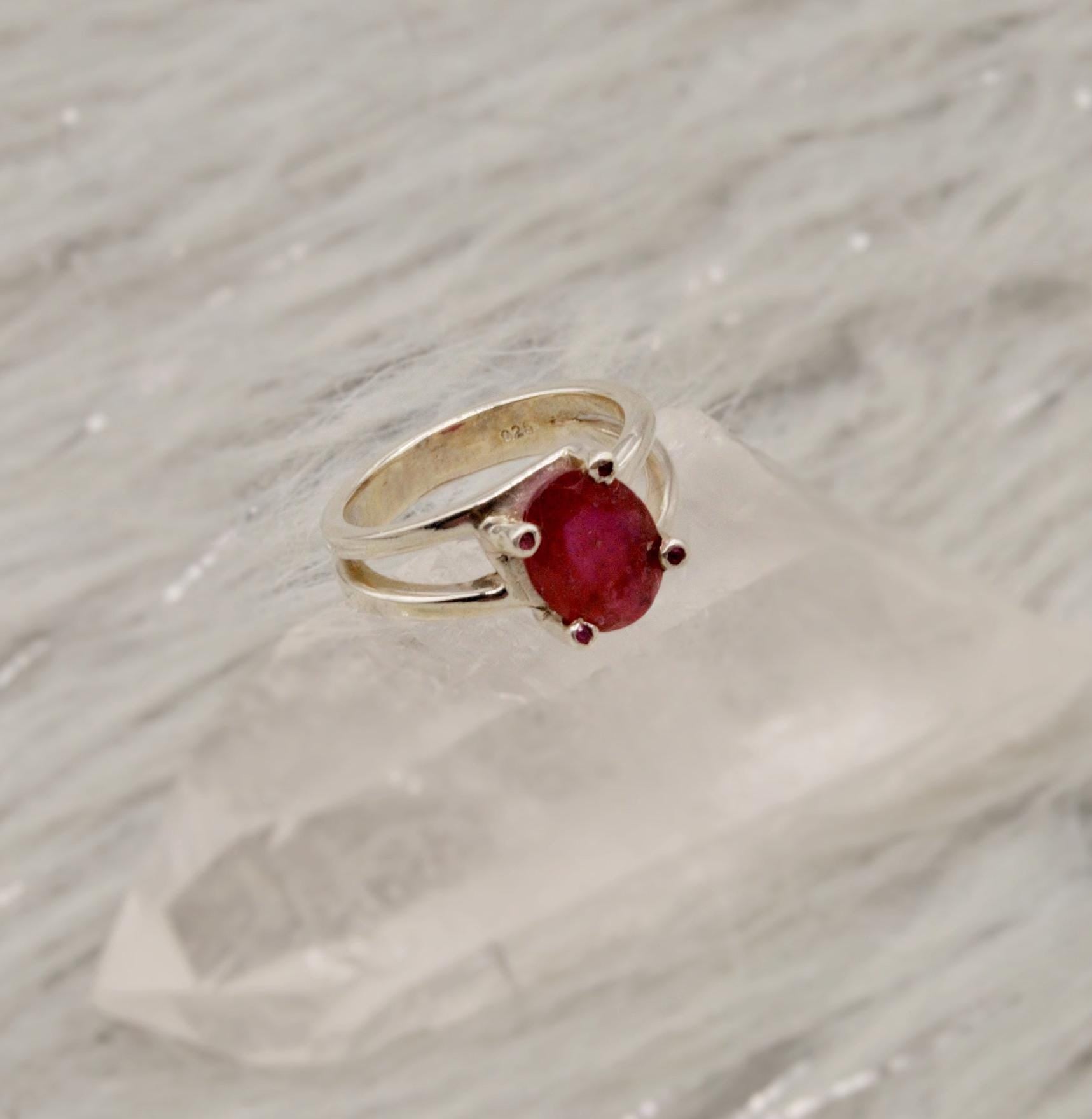 Red Ruby Ring, 925 Sterling Silver Ring, UK Size M, July Birthstone, Handmade Dainty Gemstone Ring, Birthday Gifts, Gift For Her