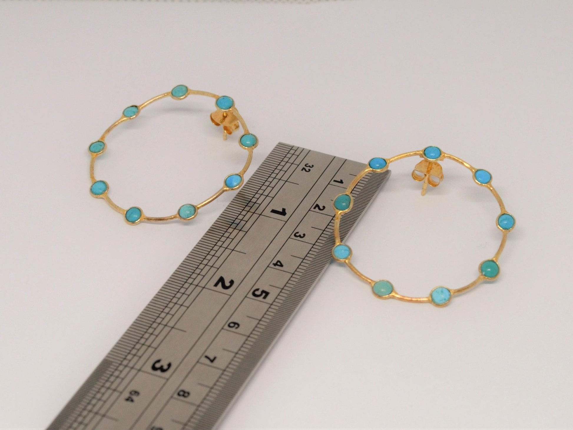 Turquoise Gold Hoop Earrings, Turquoise Jewelry, December Birthstone Jewelry, Dangle Earrings, Gold Plated Earrings, Birthday Gifts For Her