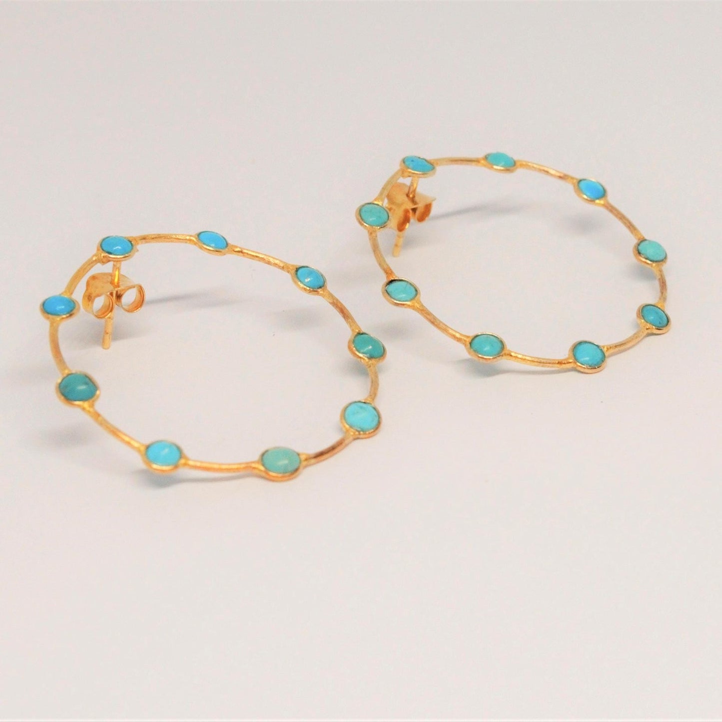 Turquoise Gold Hoop Earrings, Turquoise Jewelry, December Birthstone Jewelry, Dangle Earrings, Gold Plated Earrings, Birthday Gifts For Her