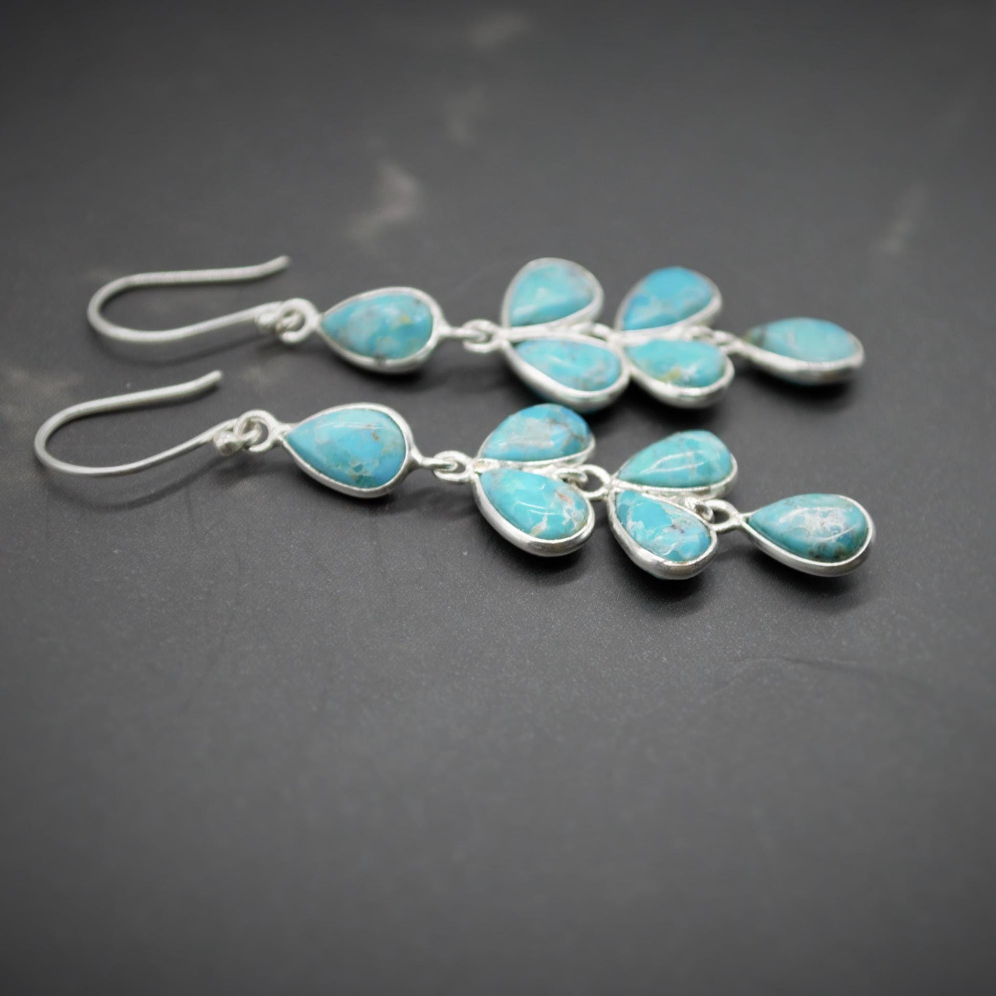 Blue Turquoise Silver Dangle Earrings, Boho Sterling Silver Earrings, Turquoise Jewelry, December Birthstone, Birthday Gift For Her