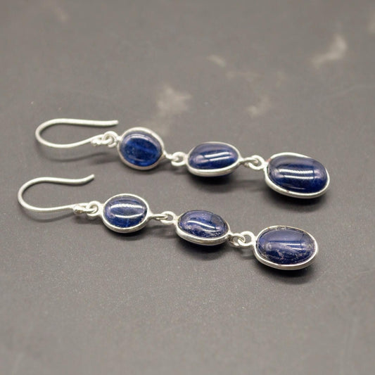 Blue Sapphire Drop Earrings, Handmade Sterling Silver Jewelry, Stunning September Birthstone