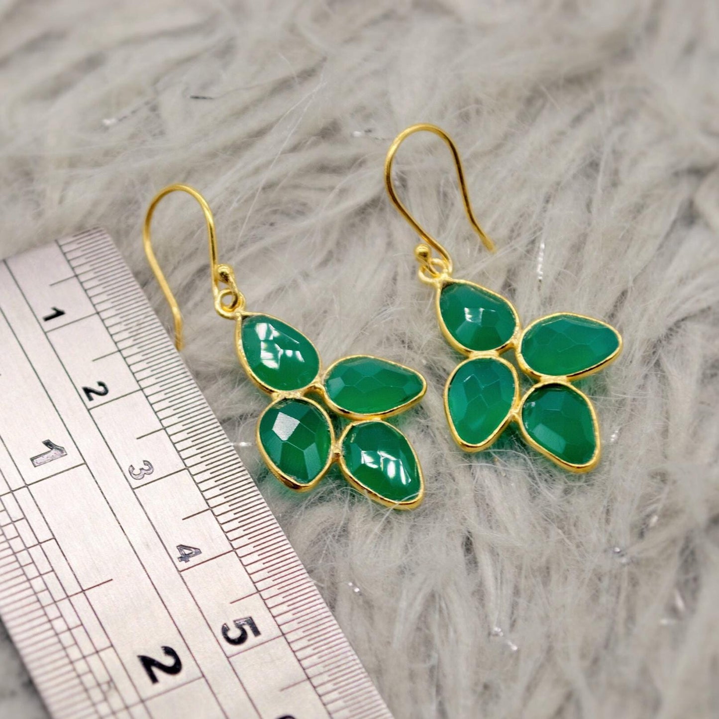 Green Onyx Sterling Silver Drop Earrings, Green Gemstone Dangle Earrings, Unique Statement Earrings, Bridesmaid Gift, Birthday Gifts For Her