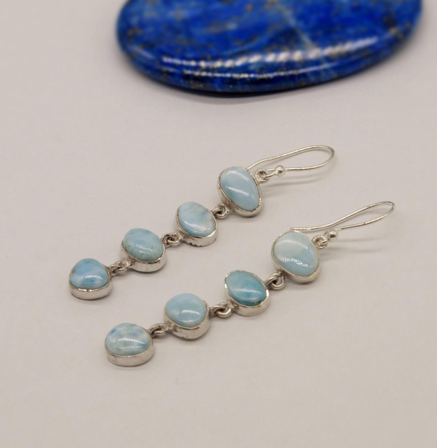 Larimar Dangle Drop Earrings, Sterling Silver, Blue Larimar Stone Earrings, Larimar Gemstone, Best Friend Gift For Her, Bridesmaid Gifts