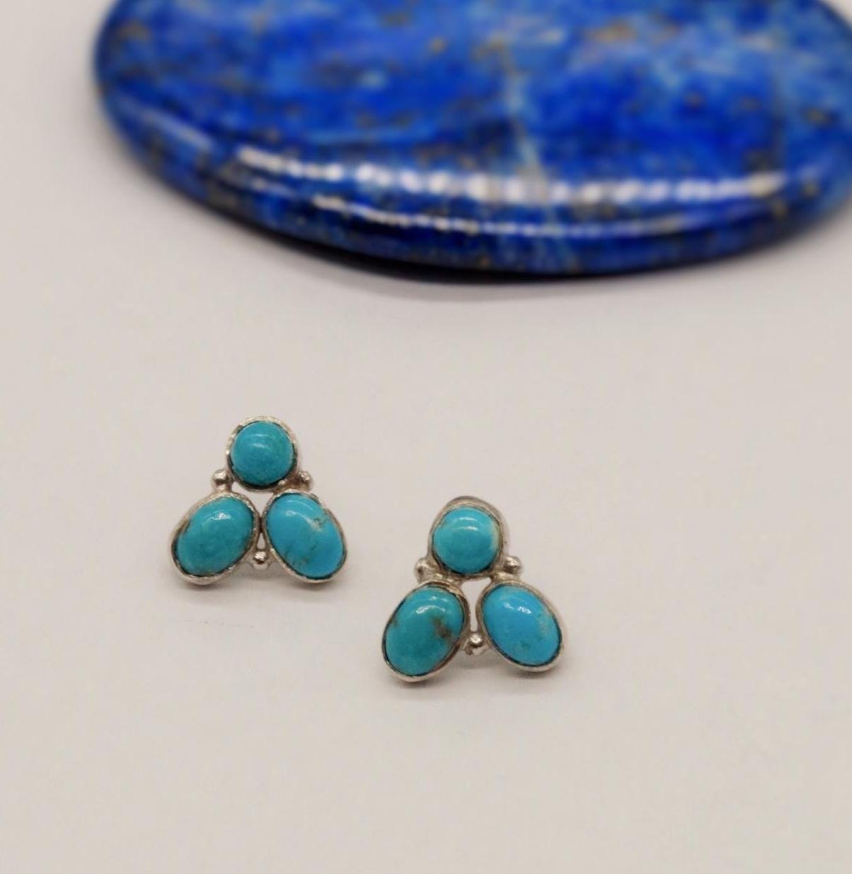 Turquoise Silver Stud Earrings Set, 925 Silver Studs, Turquoise Jewelry, December Birthstone, Gemstone Studs, Gifts For Her