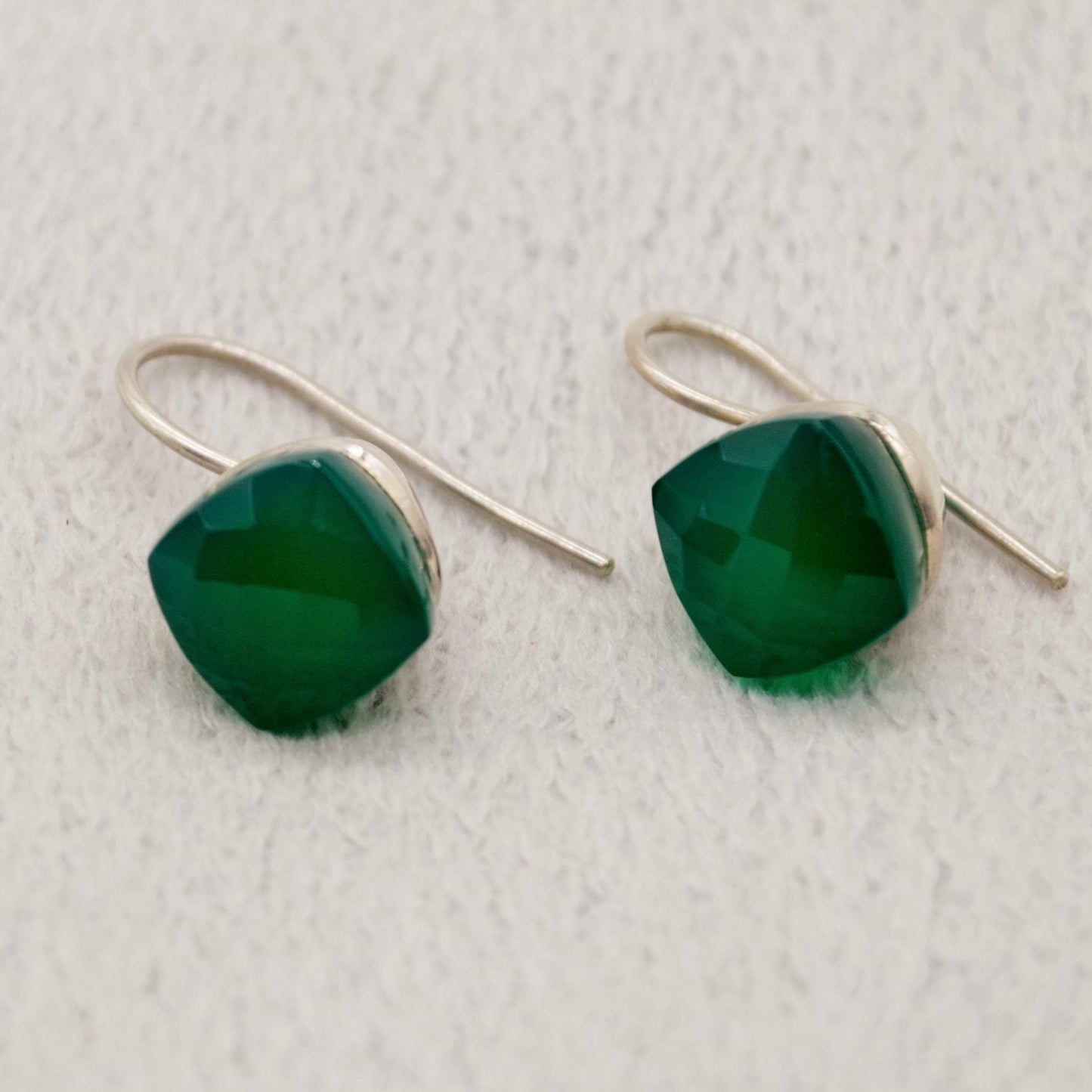 Green Onyx Earrings, Sterling Silver Gemstone Earrings, Dangle Drop Earrings, Handmade Earrings, Gifts For Her