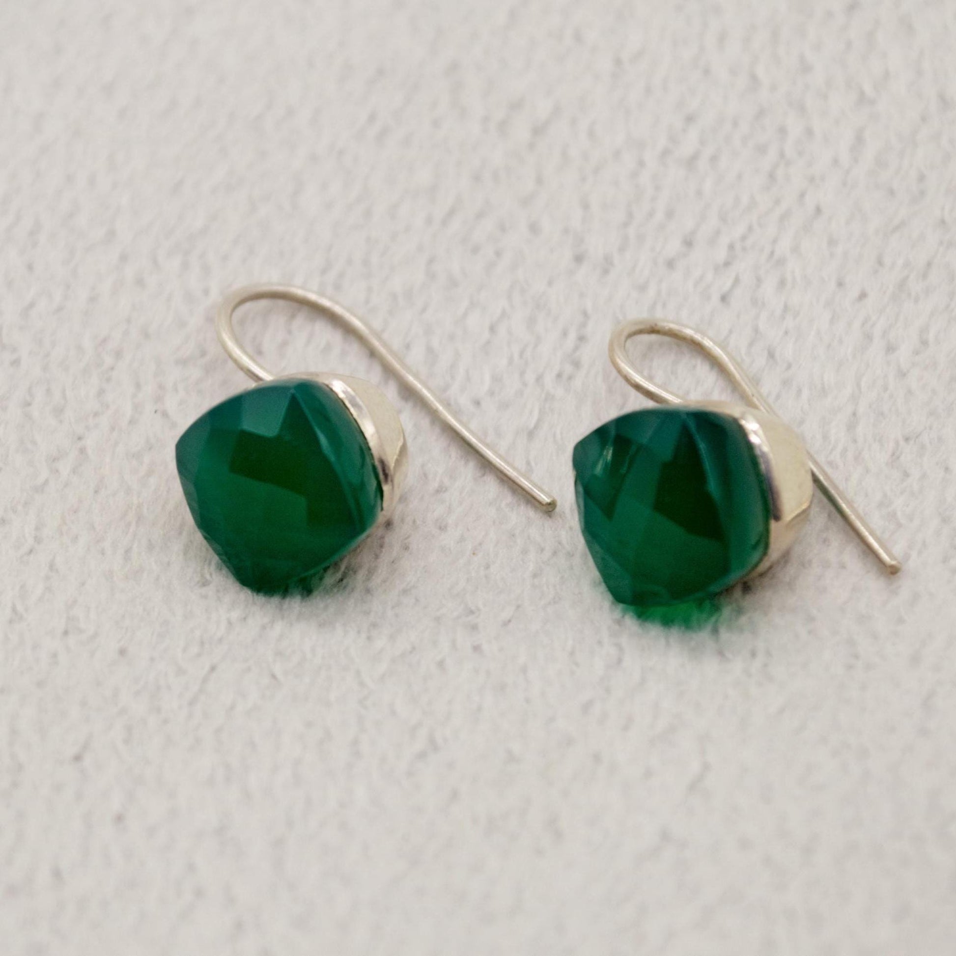 Green Onyx Earrings, Sterling Silver Gemstone Earrings, Dangle Drop Earrings, Handmade Earrings, Gifts For Her