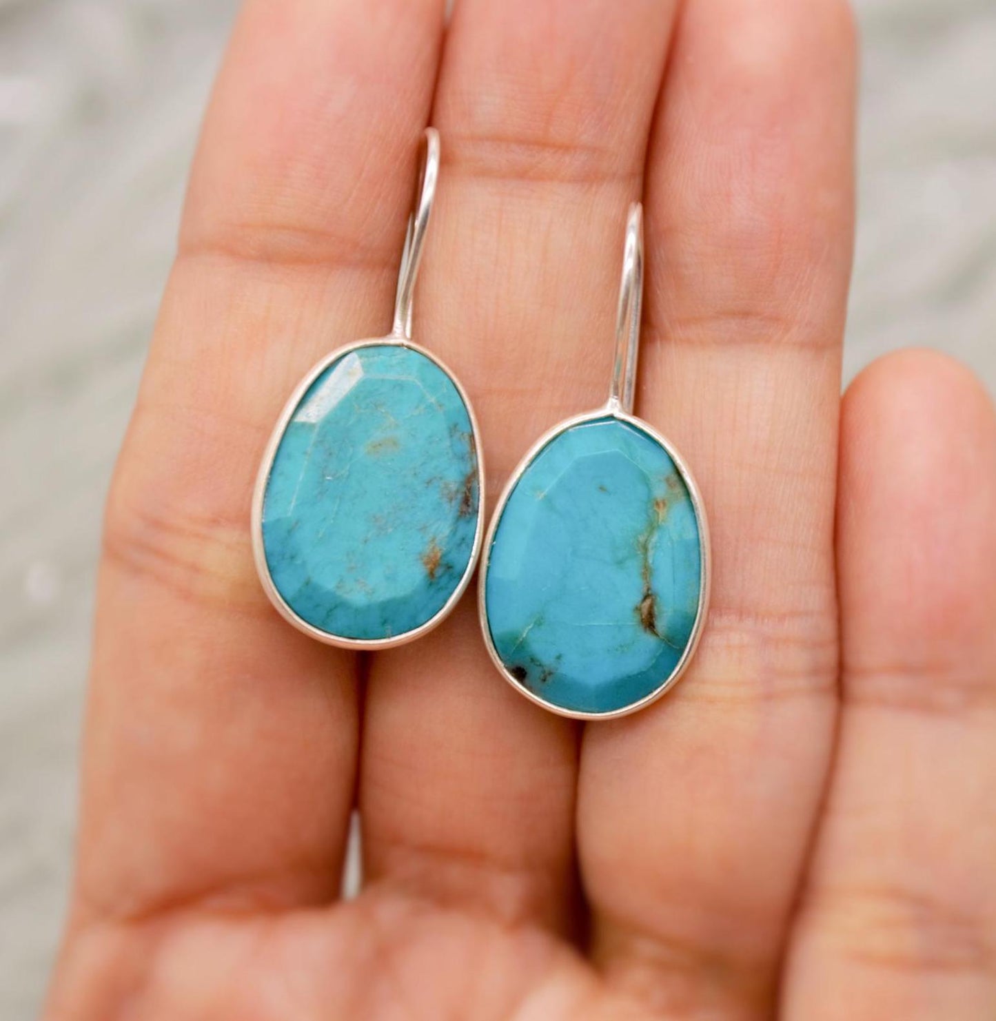 Blue Turquoise Silver Drop Earrings, Turquoise Jewelry, December Birthstone, Unique Gemstone, Sterling Silver Earrings, Birthday Gifts