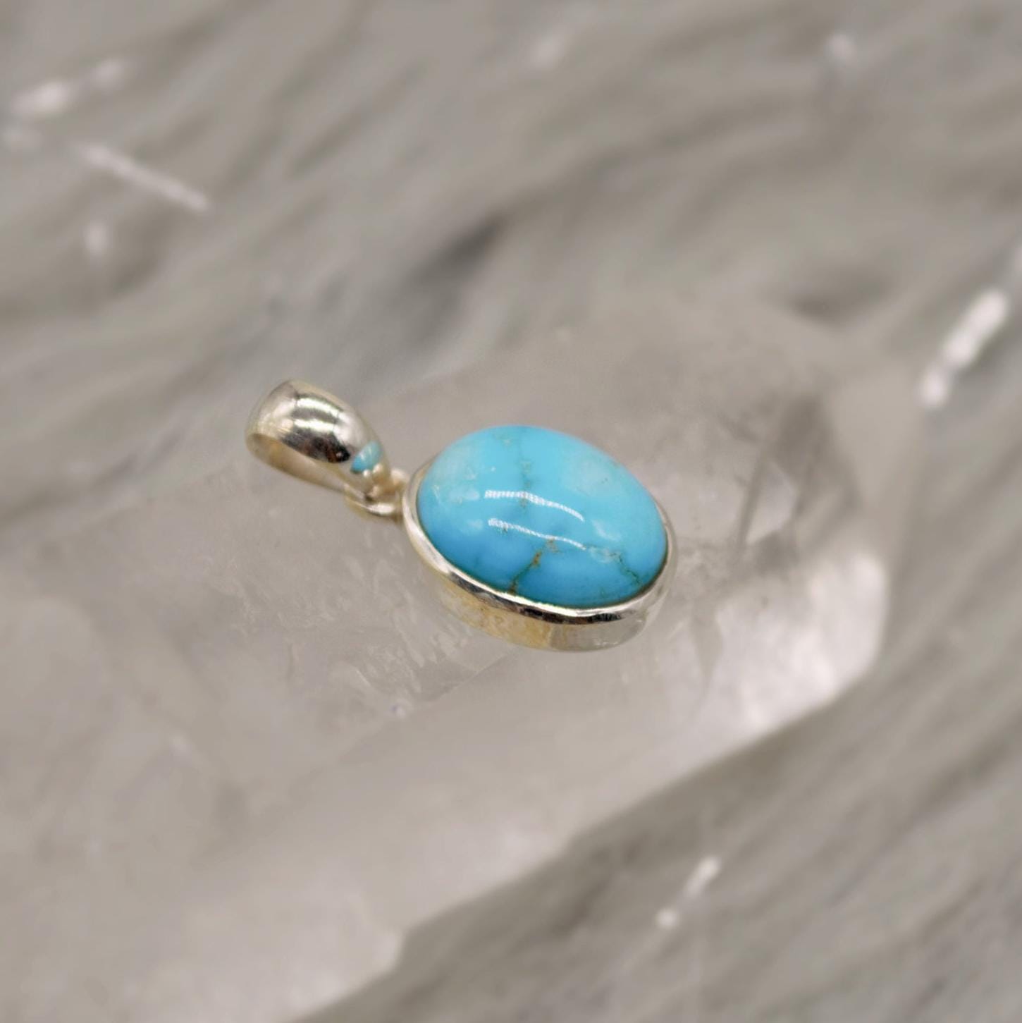 Blue Turquoise Silver Pendant, Sterling Silver Chain Pendant Necklace, Turquoise Jewelry, December Birthstone, Gemstone Pendant