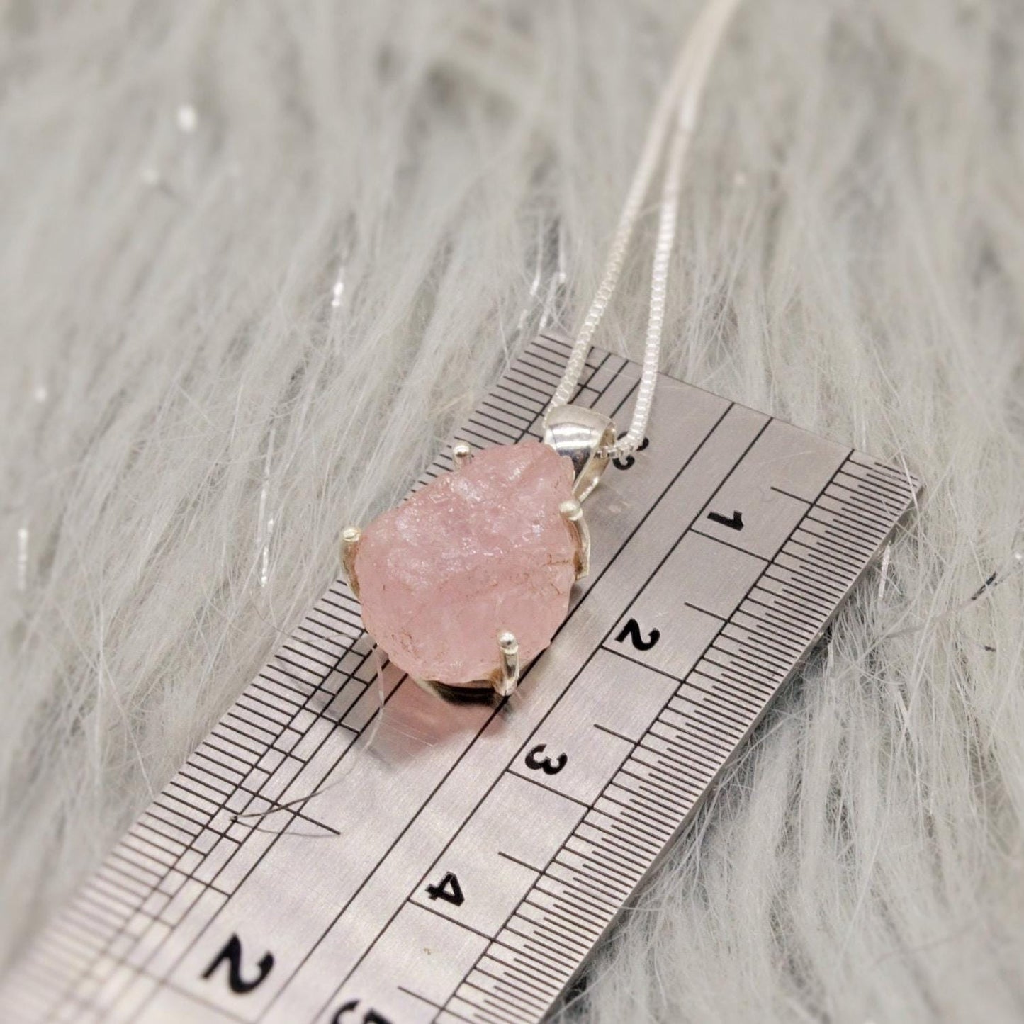 Raw Rose Quartz Chain Pendant Necklace, Rough Cut Rose Quartz Necklace, Dainty Gemstone, Sterling Silver, Birthday Gifts For Her