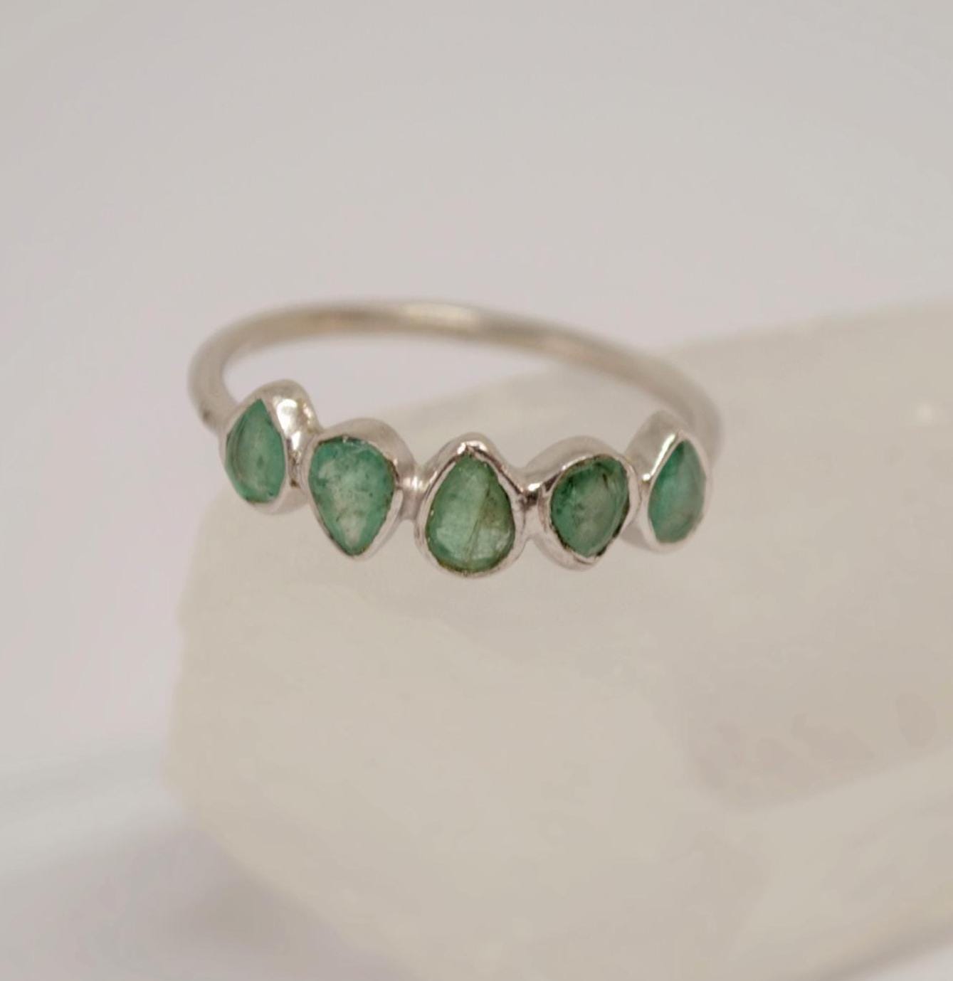 Emerald Ring, Green Sterling Silver Ring, May Birthstone Ring, Unique Gemstone Ring, Rings For Women, Gifts for her