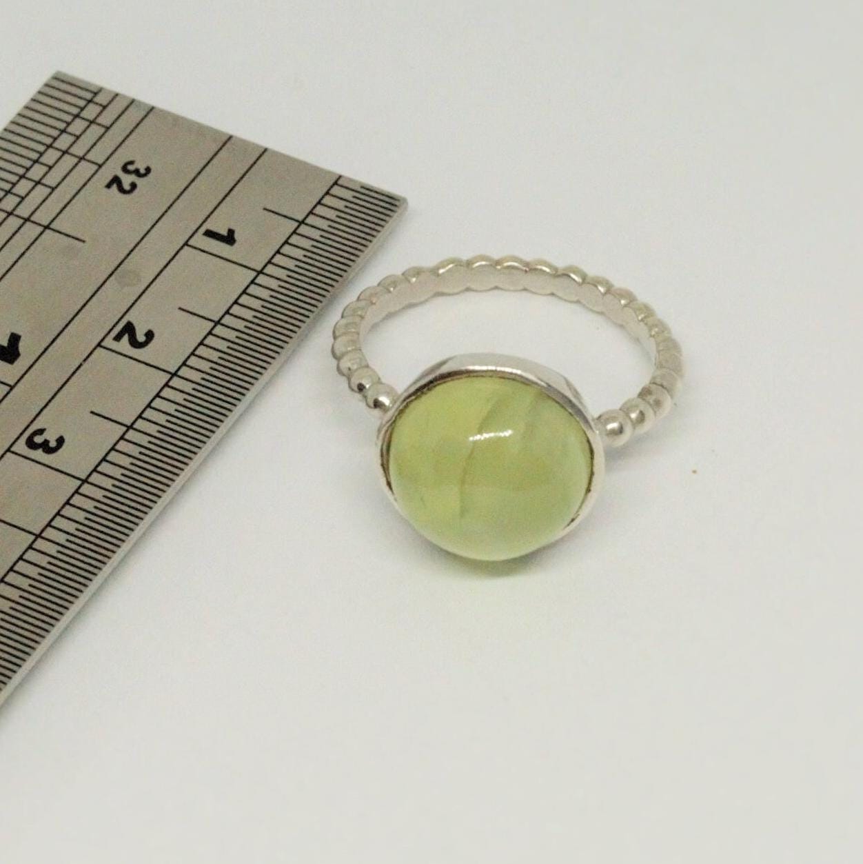 Prehnite Sterling Silver Ring, Raw Gem Ring, UK Size O, Green Gemstone Ring, Statement Ring, Birthday Gift, Gift For Her, Rings For Women