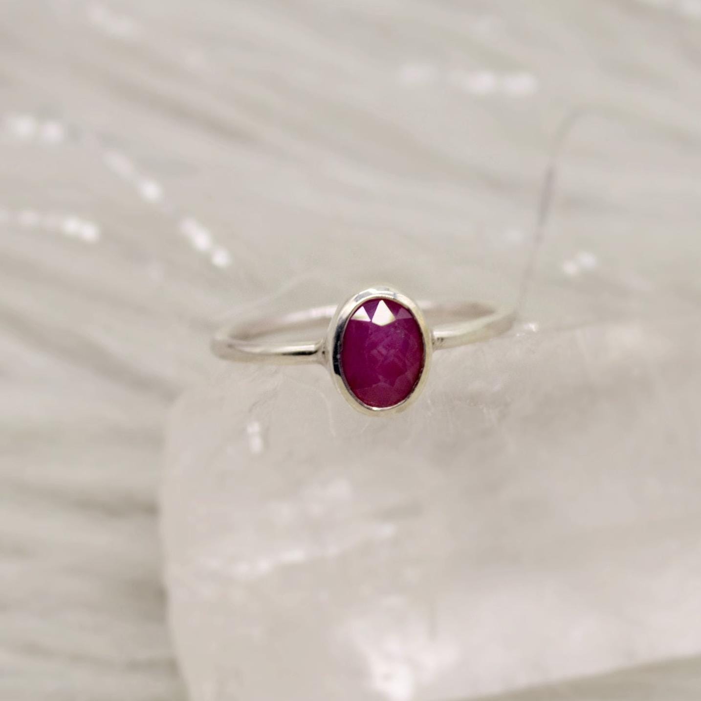 Red Ruby Ring, 925 Sterling Silver Ring, July Birthstone, Ruby Jewelry, Handmade Dainty Gemstone Ring, Birthday Gifts, Gift For Her