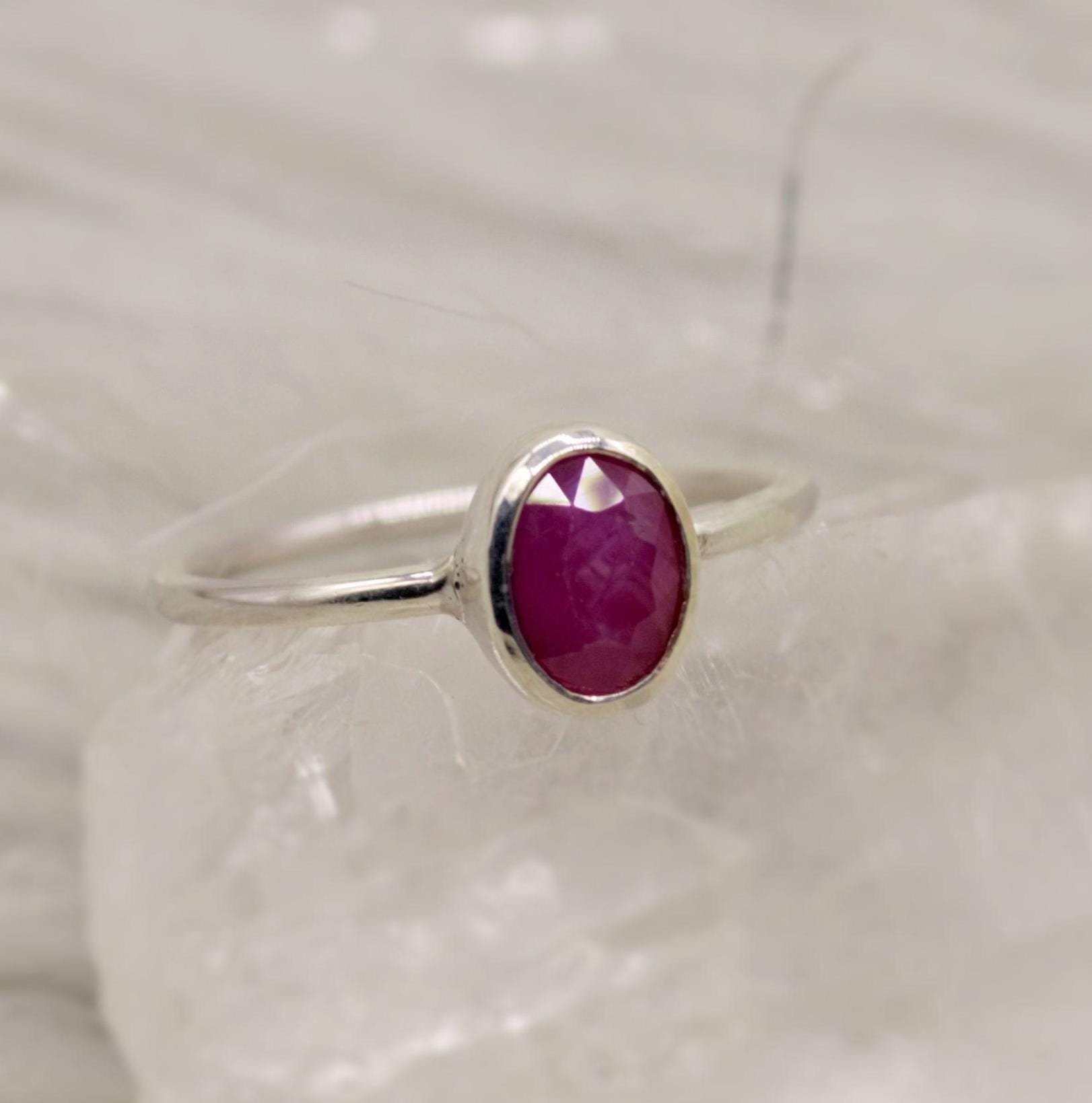 Red Ruby Ring, 925 Sterling Silver Ring, July Birthstone, Ruby Jewelry, Handmade Dainty Gemstone Ring, Birthday Gifts, Gift For Her