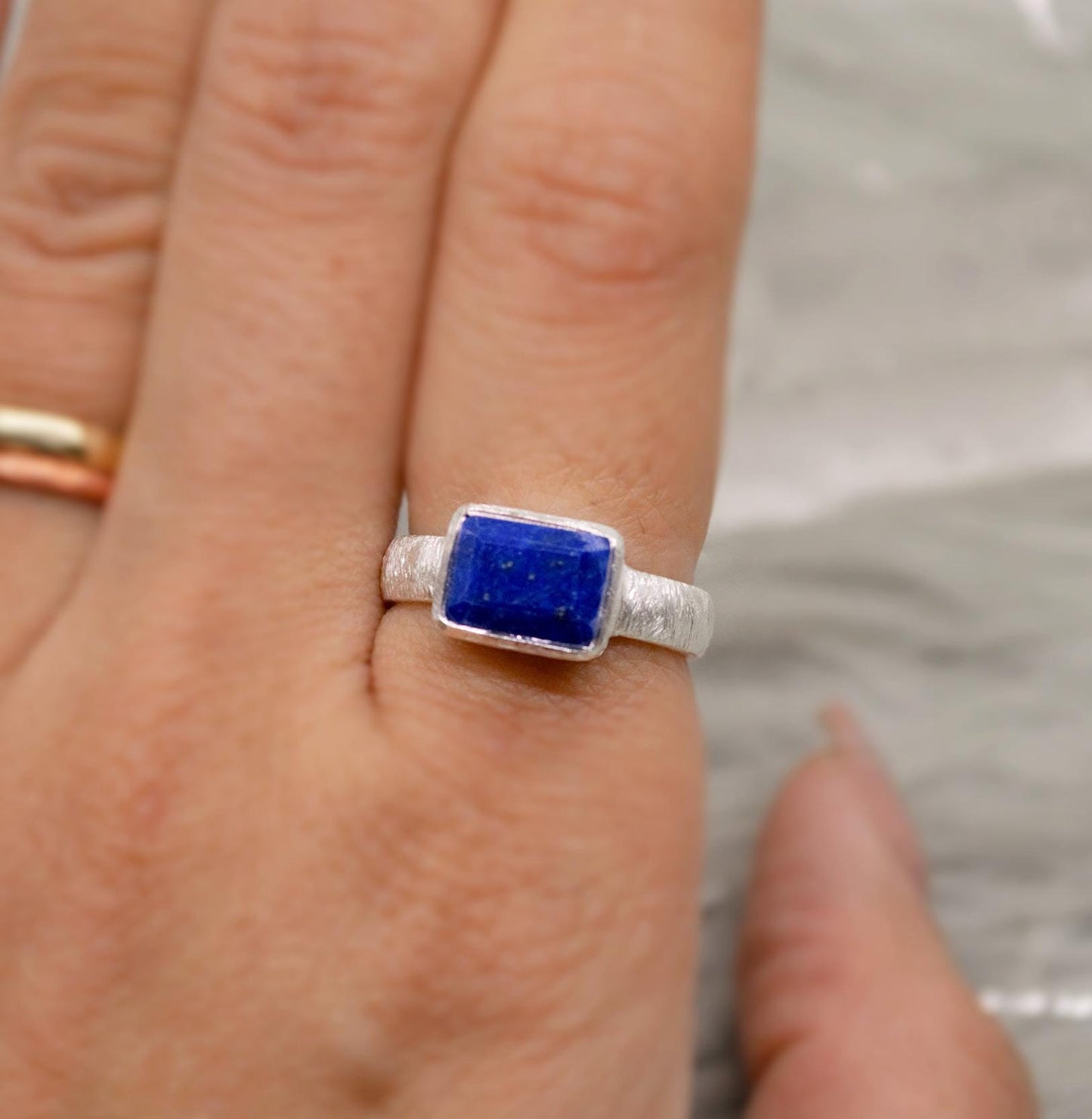 Lapis Lazuli Dainty Silver Ring, Blue Gemstone Ring, 925 Sterling Silver Ring, Birthday Gifts, Rings For Women, December Birthstone Ring