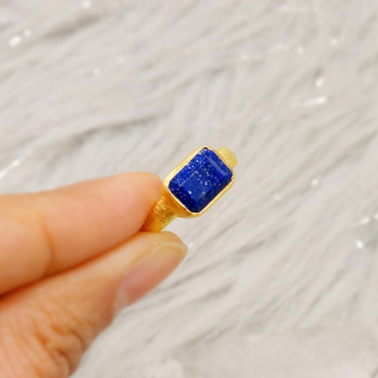 Lapis Lazuli Dainty Gold Ring, Blue Gemstone Ring, Gold Plated 925 Sterling Silver Ring, Birthday Gifts, Rings For Women, birthstone ring