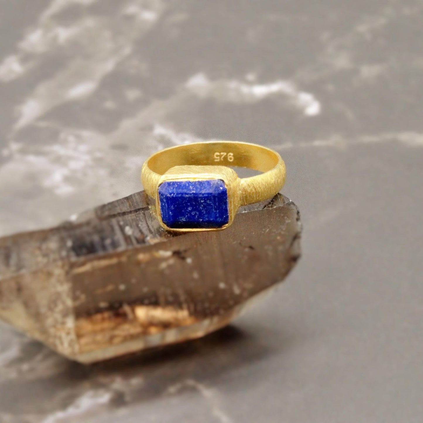 Lapis Lazuli Dainty Gold Ring, Blue Gemstone Ring, Gold Plated 925 Sterling Silver Ring, Birthday Gifts, Rings For Women, birthstone ring