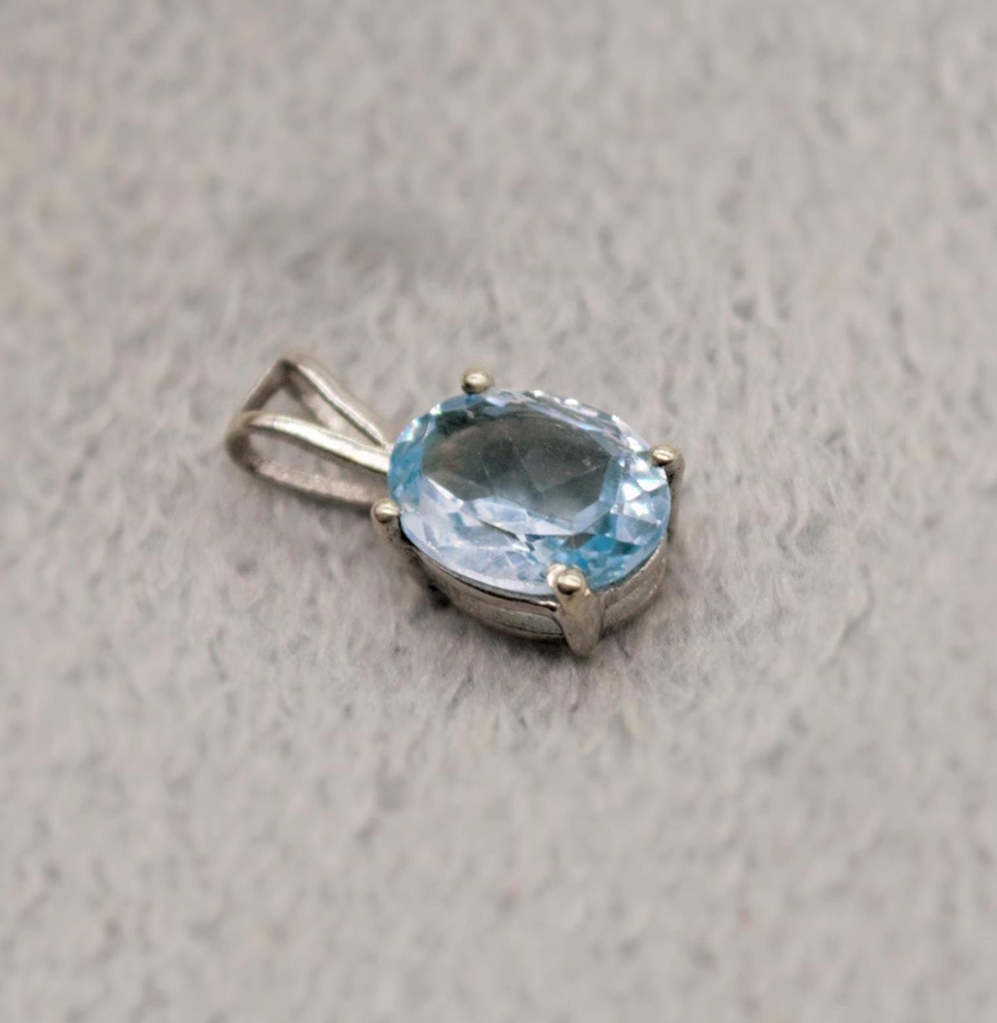 Blue Topaz Pendant Necklace, Dainty Sterling Silver November Birthstone Pendant