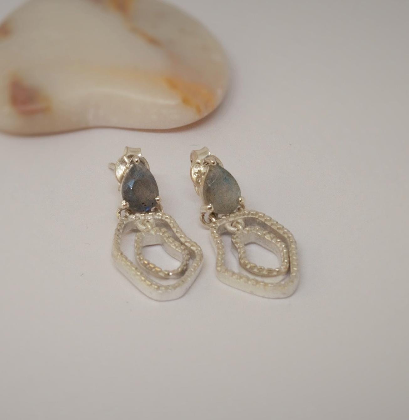 Labradorite Sterling Silver Earrings, Labradorite Jewelry, Unique Dainty Gemstone Statement Earrings, Birthday Gifts, Gifts for her