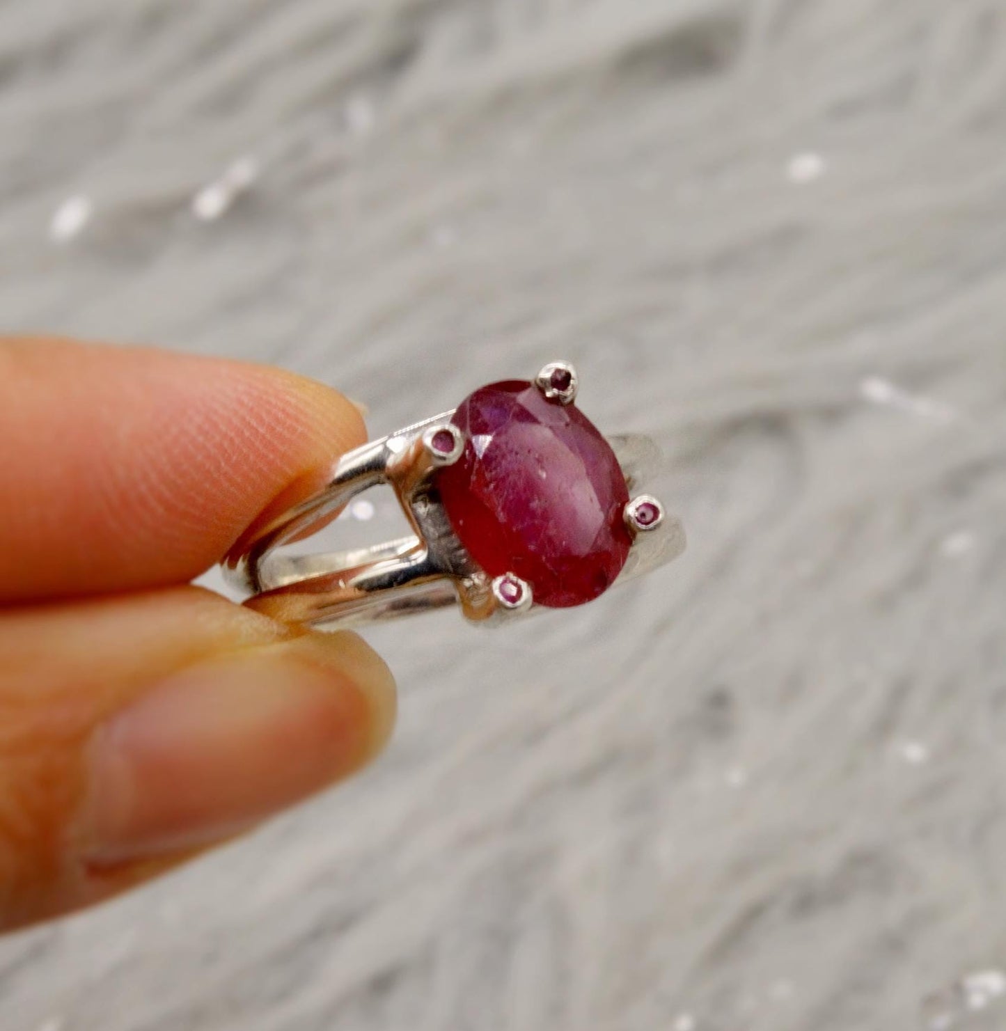 Red Ruby Ring, 925 Sterling Silver Ring, UK Size M, July Birthstone, Handmade Dainty Gemstone Ring, Birthday Gifts, Gift For Her