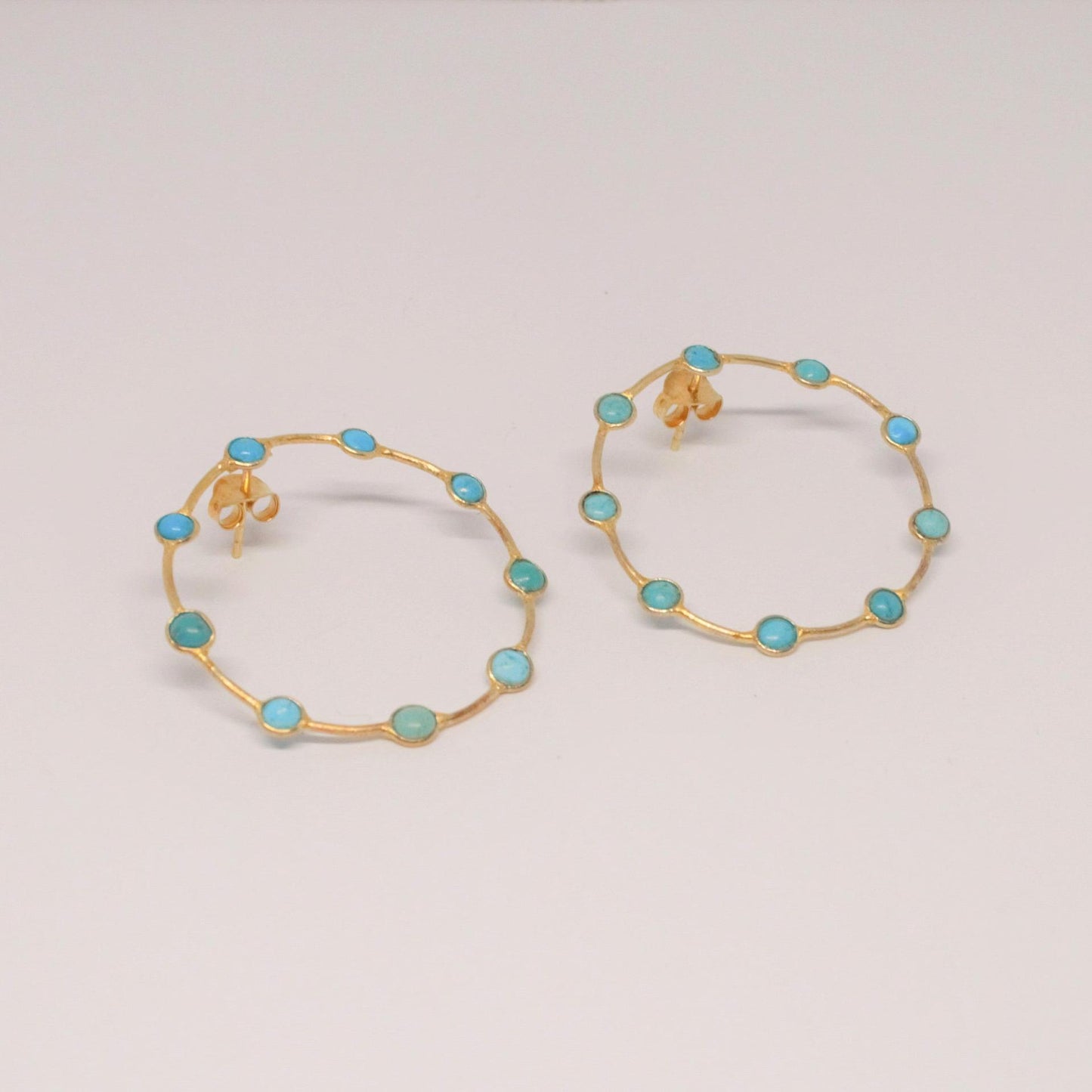 Turquoise Gold Hoop Earrings, Turquoise Jewelry, December Birthstone Jewelry, Dangle Earrings, Gold Plated Earrings, Birthday Gifts For Her