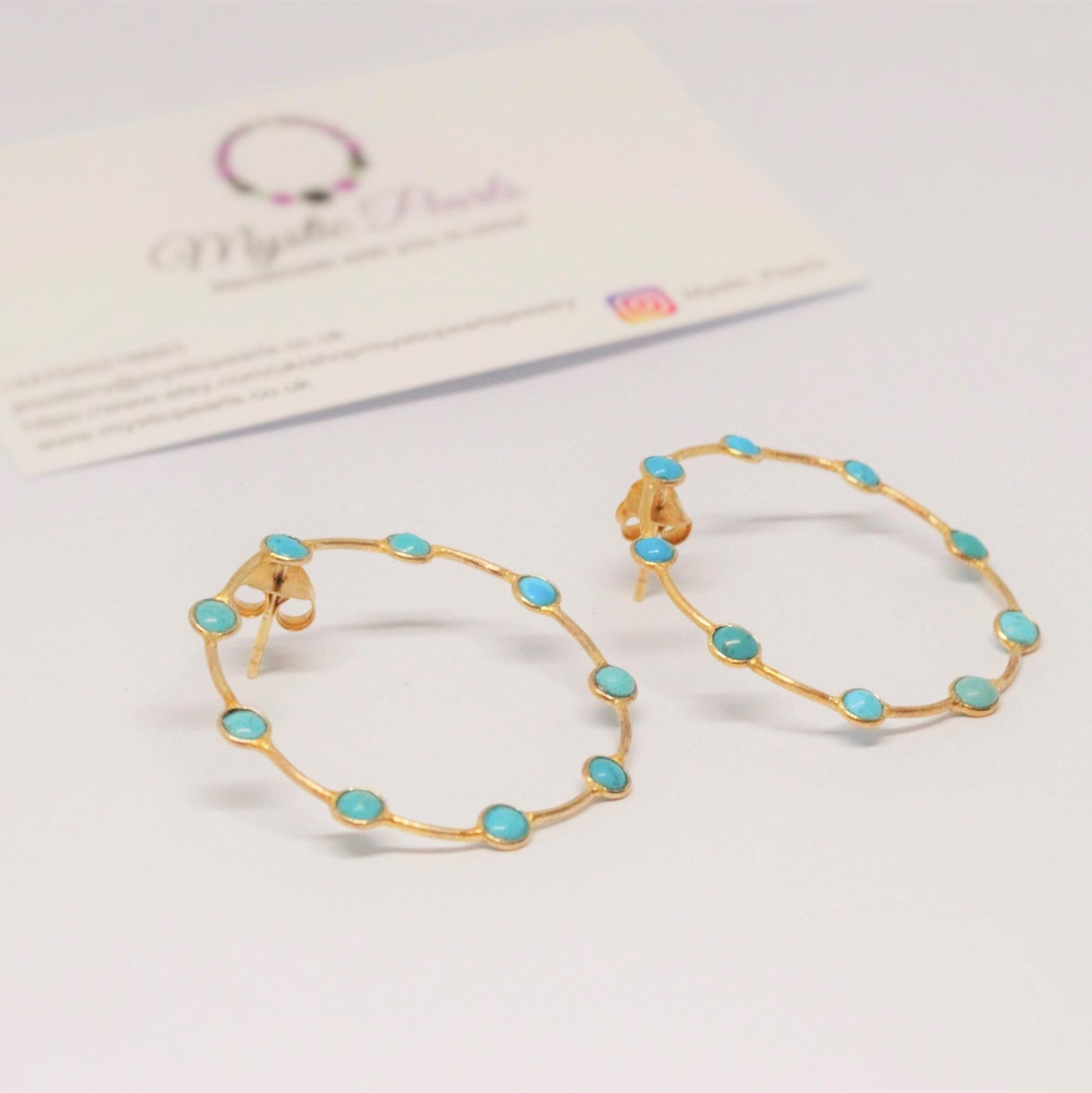 Turquoise Gold Hoop Earrings, Turquoise Jewelry, December Birthstone Jewelry, Dangle Earrings, Gold Plated Earrings, Birthday Gifts For Her