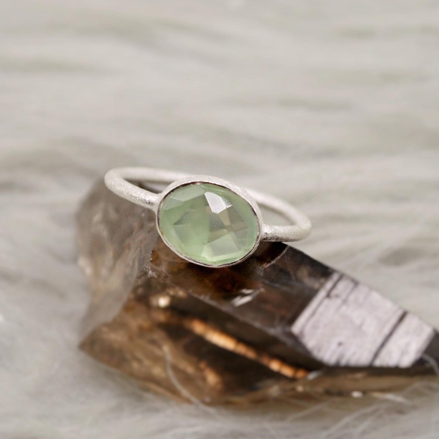 Prehnite Silver Ring, Dainty Raw Gem Ring, Sterling Silver, Gifts For Her, Rings For Women, Stacking Ring, Valentine Gift, Birthday Gifts