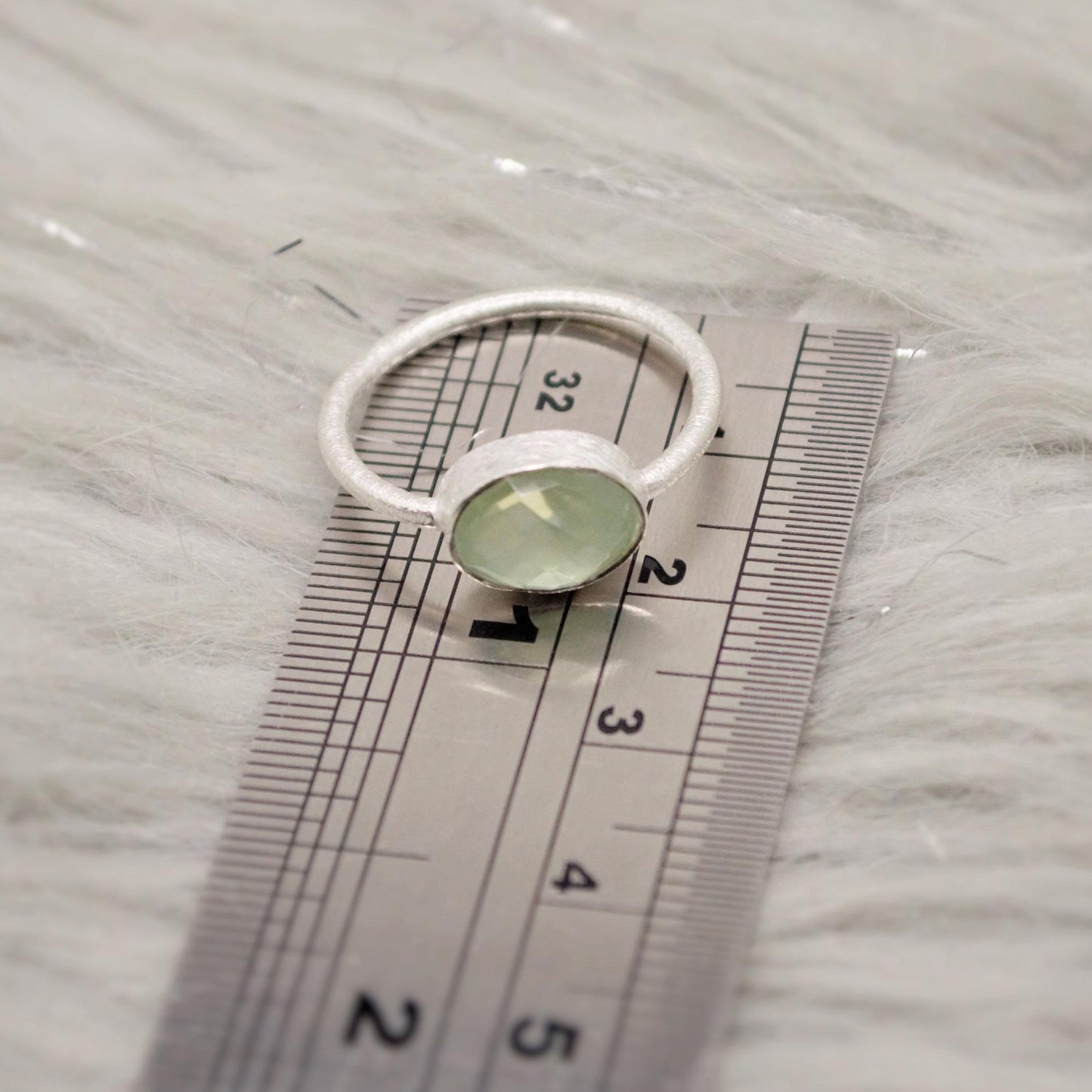 Prehnite Silver Ring, Dainty Raw Gem Ring, Sterling Silver, Gifts For Her, Rings For Women, Stacking Ring, Valentine Gift, Birthday Gifts