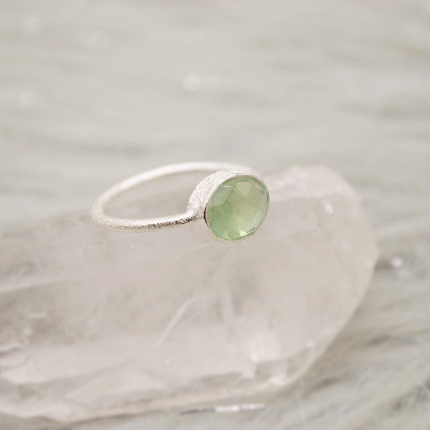 Prehnite Silver Ring, Dainty Raw Gem Ring, Sterling Silver, Gifts For Her, Rings For Women, Stacking Ring, Valentine Gift, Birthday Gifts