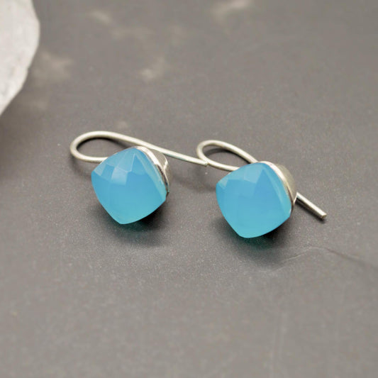 Blue Chalcedony drop earrings, Sterling Silver Gemstone Earrings, Dangle Drop Earrings, Handmade Earrings, Gifts For Her