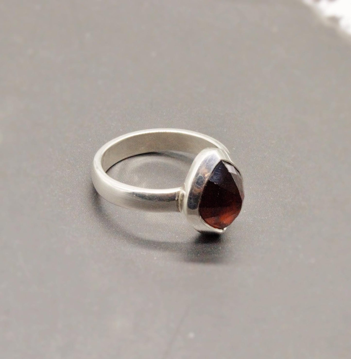 Garnet Ring Sterling Silver, Garnet Jewelry, Dainty Red Gemstone Ring, Stacking Ring, January Birthstone, Birthday Gifts For Her