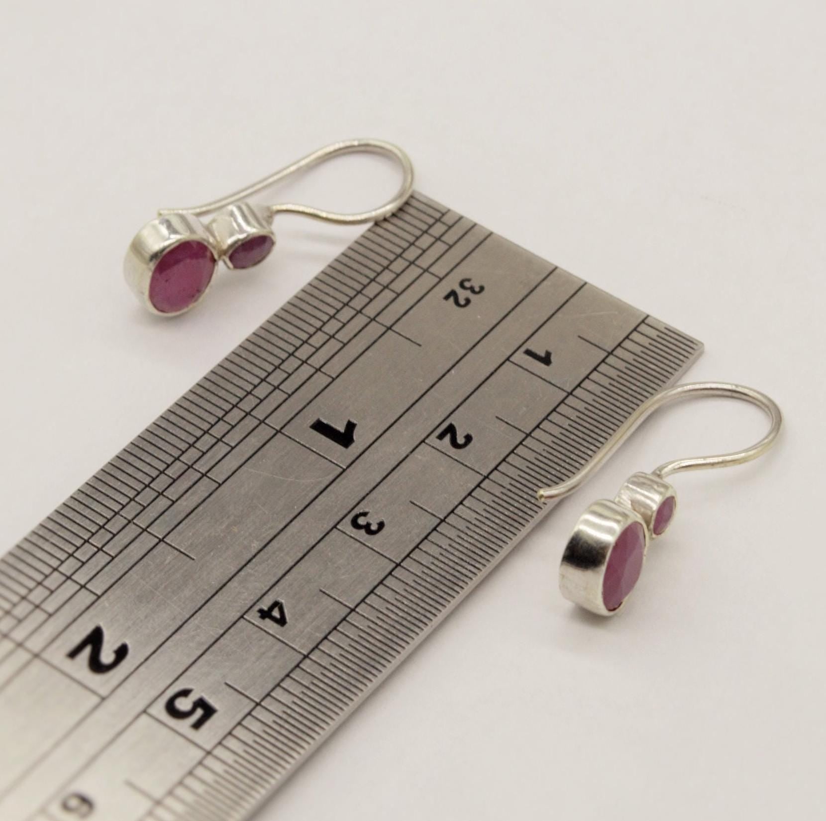 Ruby Silver Stud Earrings, Sterling Silver, Red Earrings, Birthday Gifts For Her, Handmade Gemstone Dangle Drop Earrings, Bridesmaid Gift