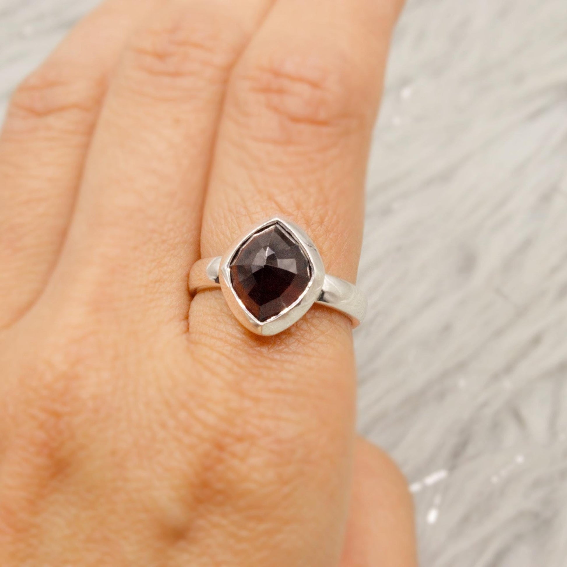 Garnet Ring Sterling Silver, Garnet Jewelry, Dainty Red Gemstone Ring, Stacking Ring, January Birthstone, Birthday Gifts For Her