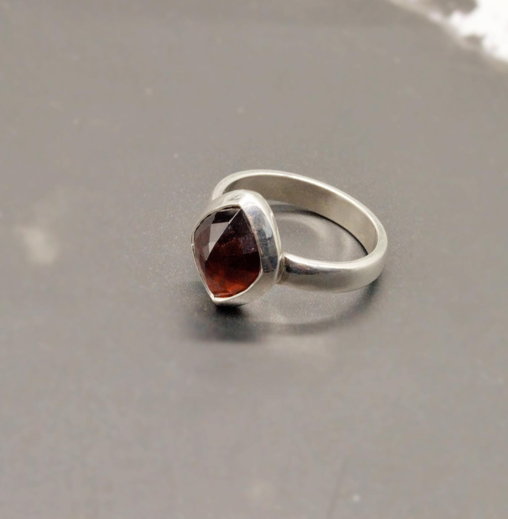 Garnet Ring Sterling Silver, Garnet Jewelry, Dainty Red Gemstone Ring, Stacking Ring, January Birthstone, Birthday Gifts For Her