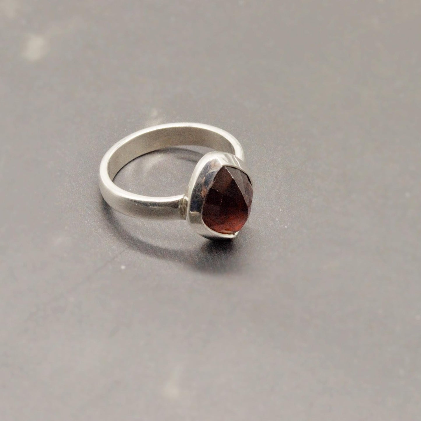 Garnet Ring Sterling Silver, Garnet Jewelry, Dainty Red Gemstone Ring, Stacking Ring, January Birthstone, Birthday Gifts For Her