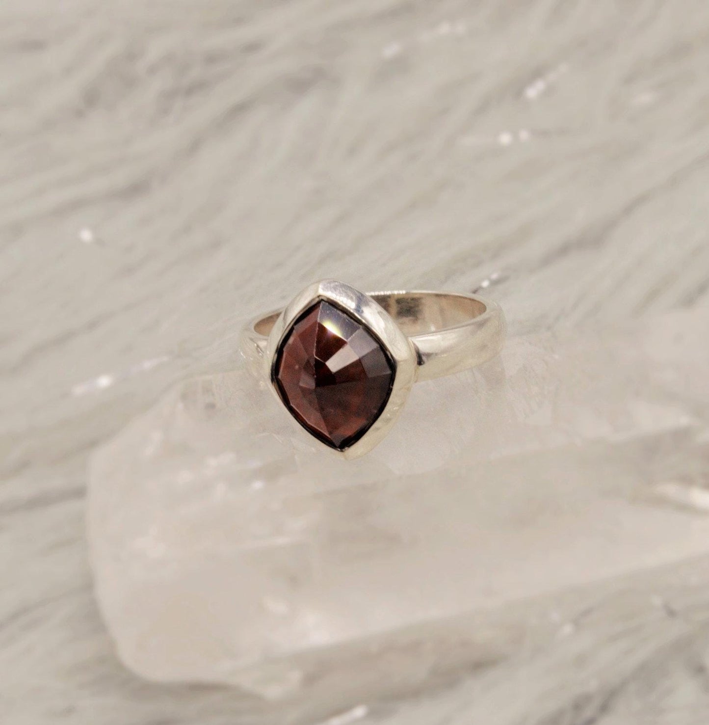 Garnet Ring Sterling Silver, Garnet Jewelry, Dainty Red Gemstone Ring, Stacking Ring, January Birthstone, Birthday Gifts For Her