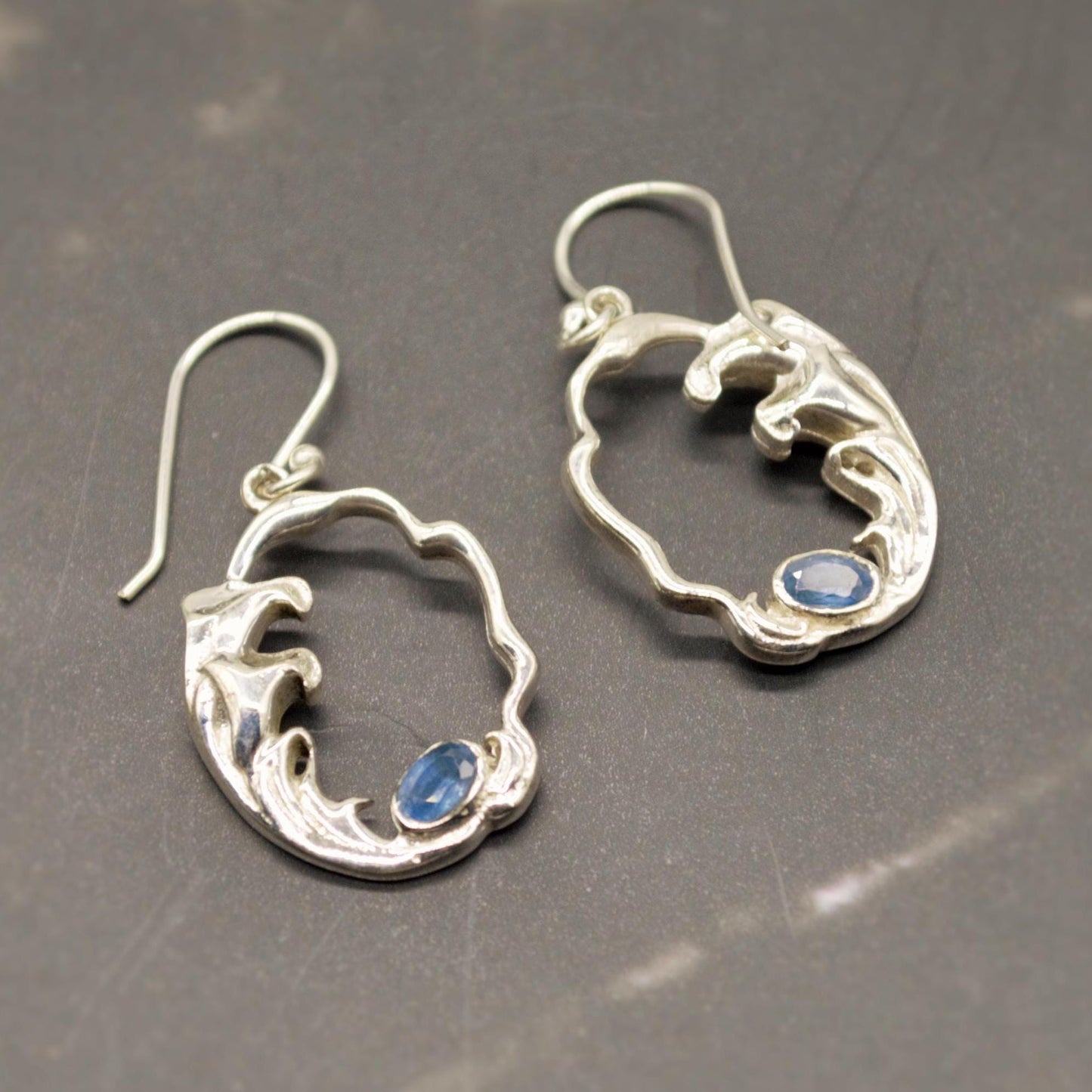 Sapphire Sterling Silver Earrings, September Birthstone Jewelry, Unique Gemstone Dangle Drop Earrings, Statement Blue Earrings, Gift For Her