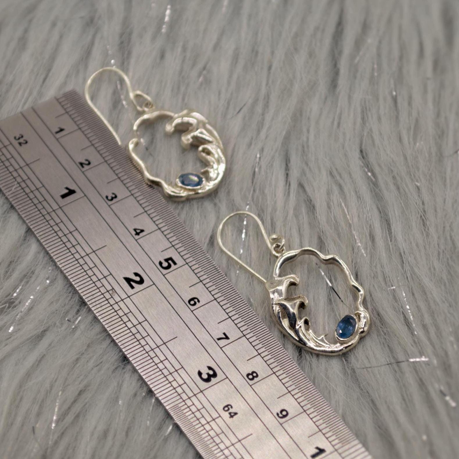 Sapphire Sterling Silver Earrings, September Birthstone Jewelry, Unique Gemstone Dangle Drop Earrings, Statement Blue Earrings, Gift For Her