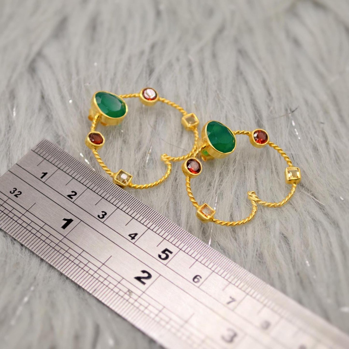 Green Onyx, Garnet, Citrine Hoop Earrings, Gold Earrings, Sterling Silver Gemstone Earrings, January, November Birthstone Earrings