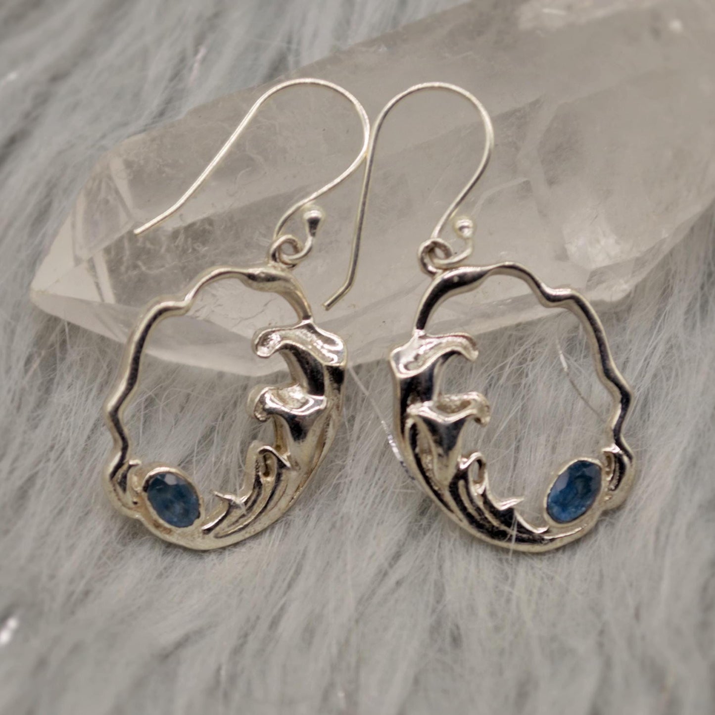 Sapphire Sterling Silver Earrings, September Birthstone Jewelry, Unique Gemstone Dangle Drop Earrings, Statement Blue Earrings, Gift For Her