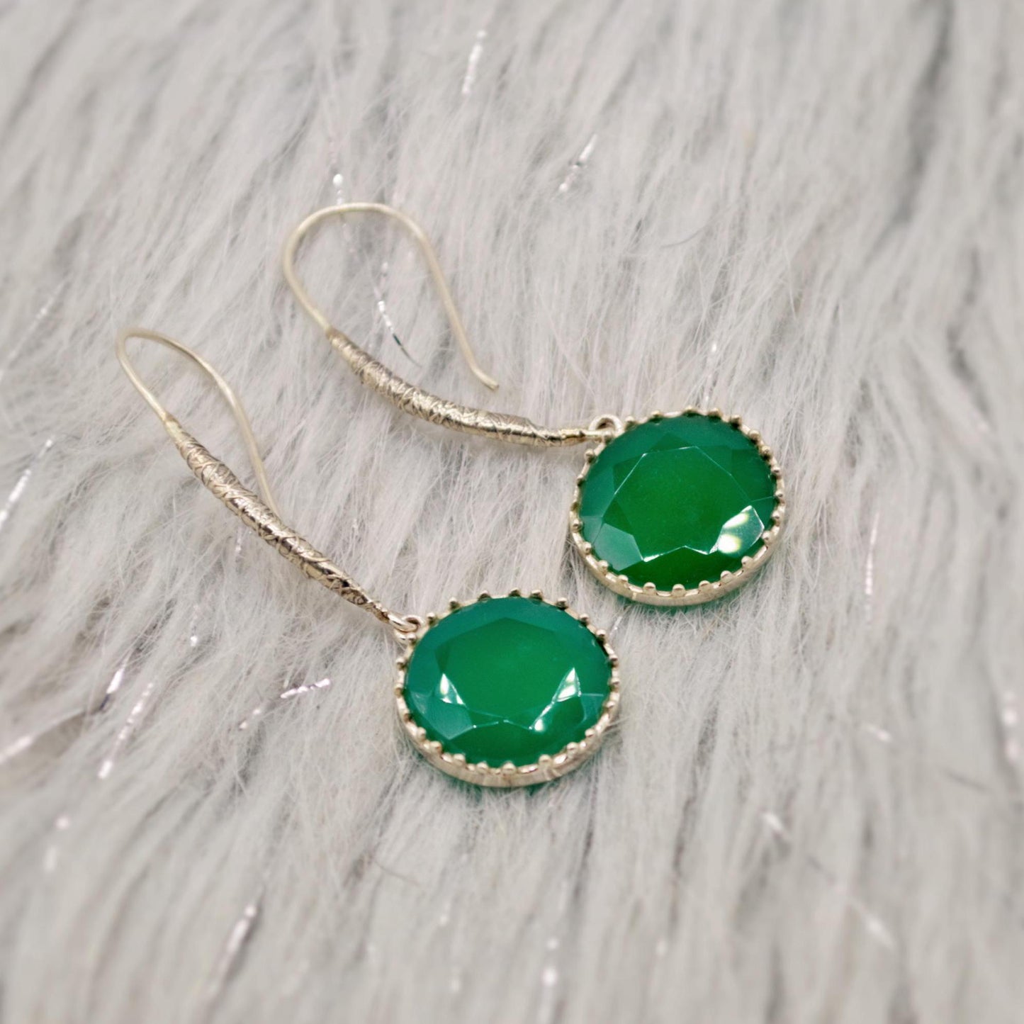 Green Onyx Silver Drop Earrings, Sterling Silver Dangle Earrings, Green Onyx Jewelry, Green Gemstone Earrings, Gift For Her