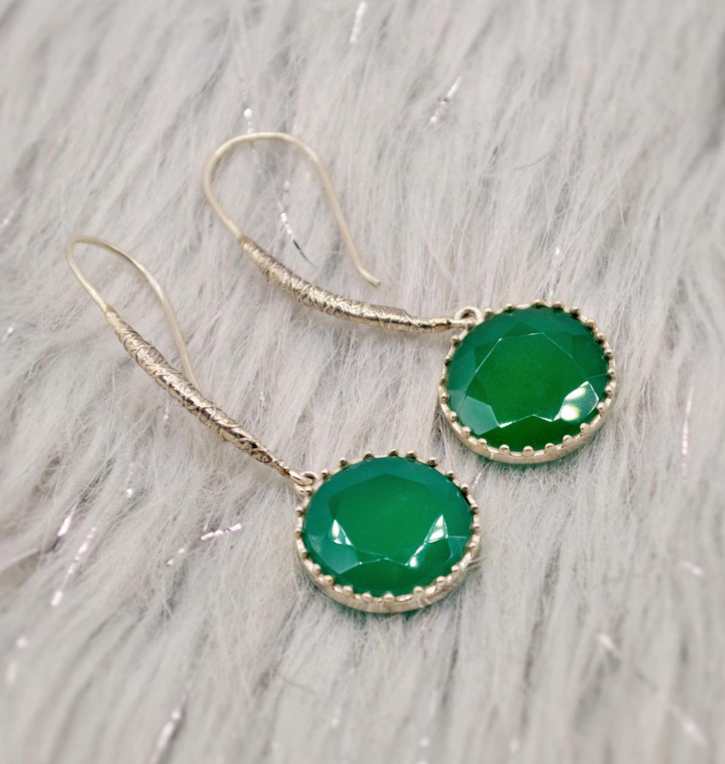 Green Onyx Silver Drop Earrings, Sterling Silver Dangle Earrings, Green Onyx Jewelry, Green Gemstone Earrings, Gift For Her