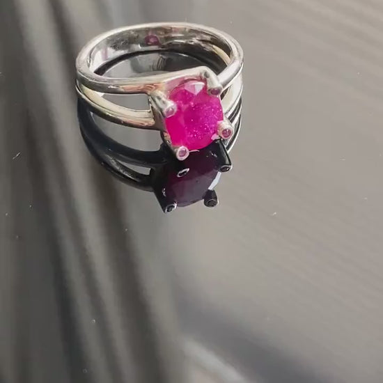 Red Ruby Ring, 925 Sterling Silver Ring, UK Size M, July Birthstone, Handmade Dainty Gemstone Ring, Gift For Her