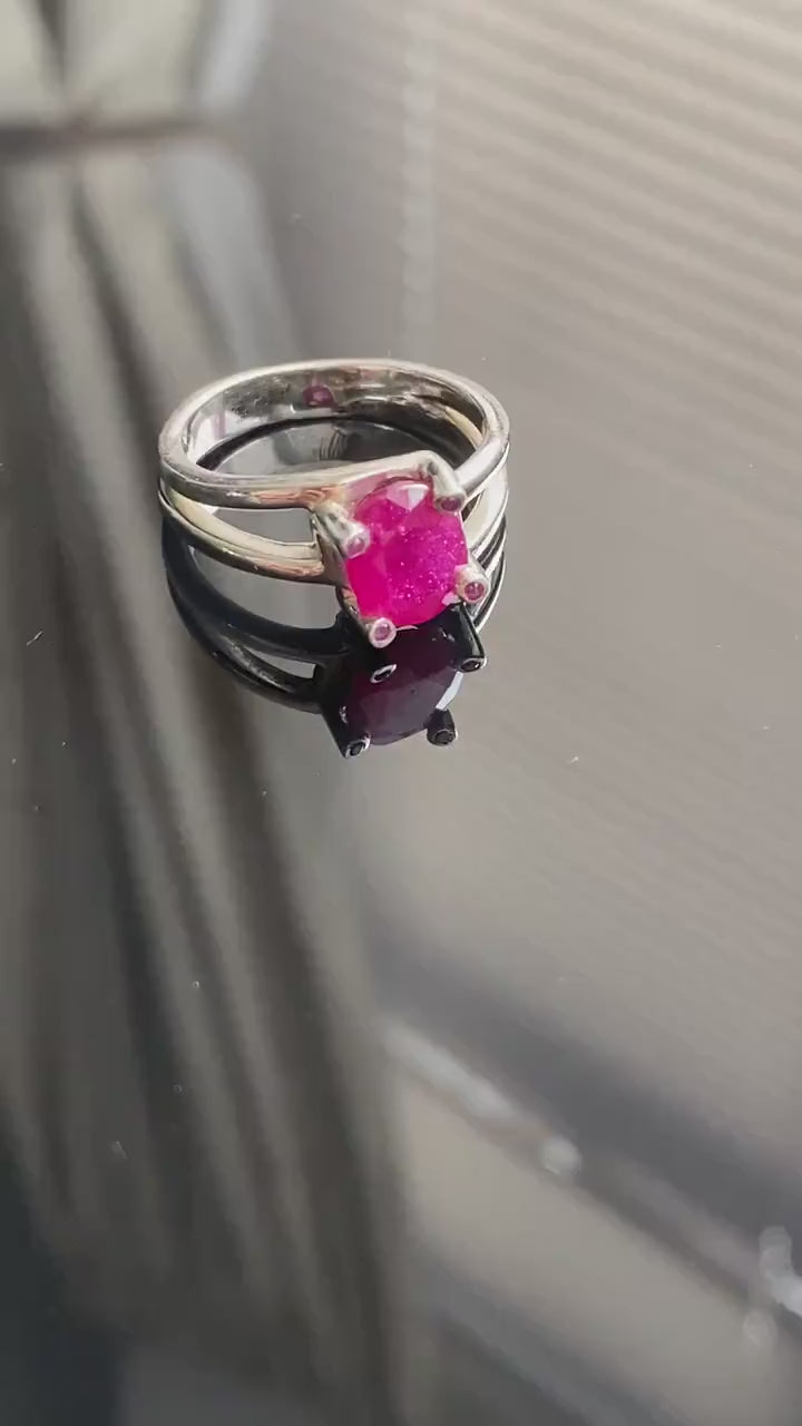 Red Ruby Ring, 925 Sterling Silver Ring, UK Size M, July Birthstone, Handmade Dainty Gemstone Ring, Gift For Her