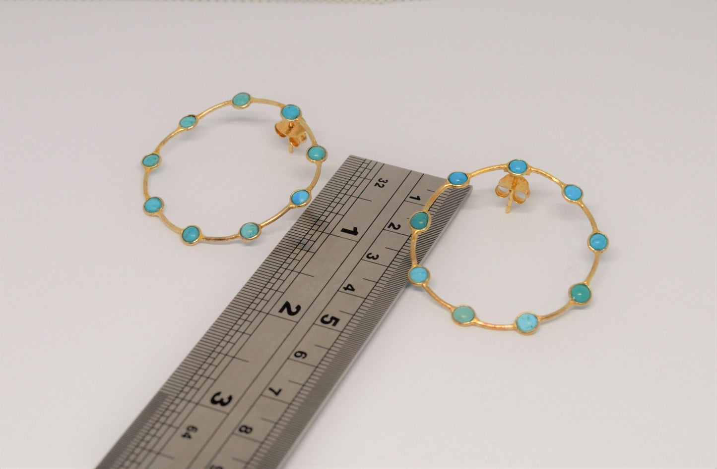 Turquoise Gold Hoop Earrings, Turquoise Jewelry, December Birthstone Jewelry, Dangle Earrings, Gold Plated Earrings, Birthday Gifts For Her