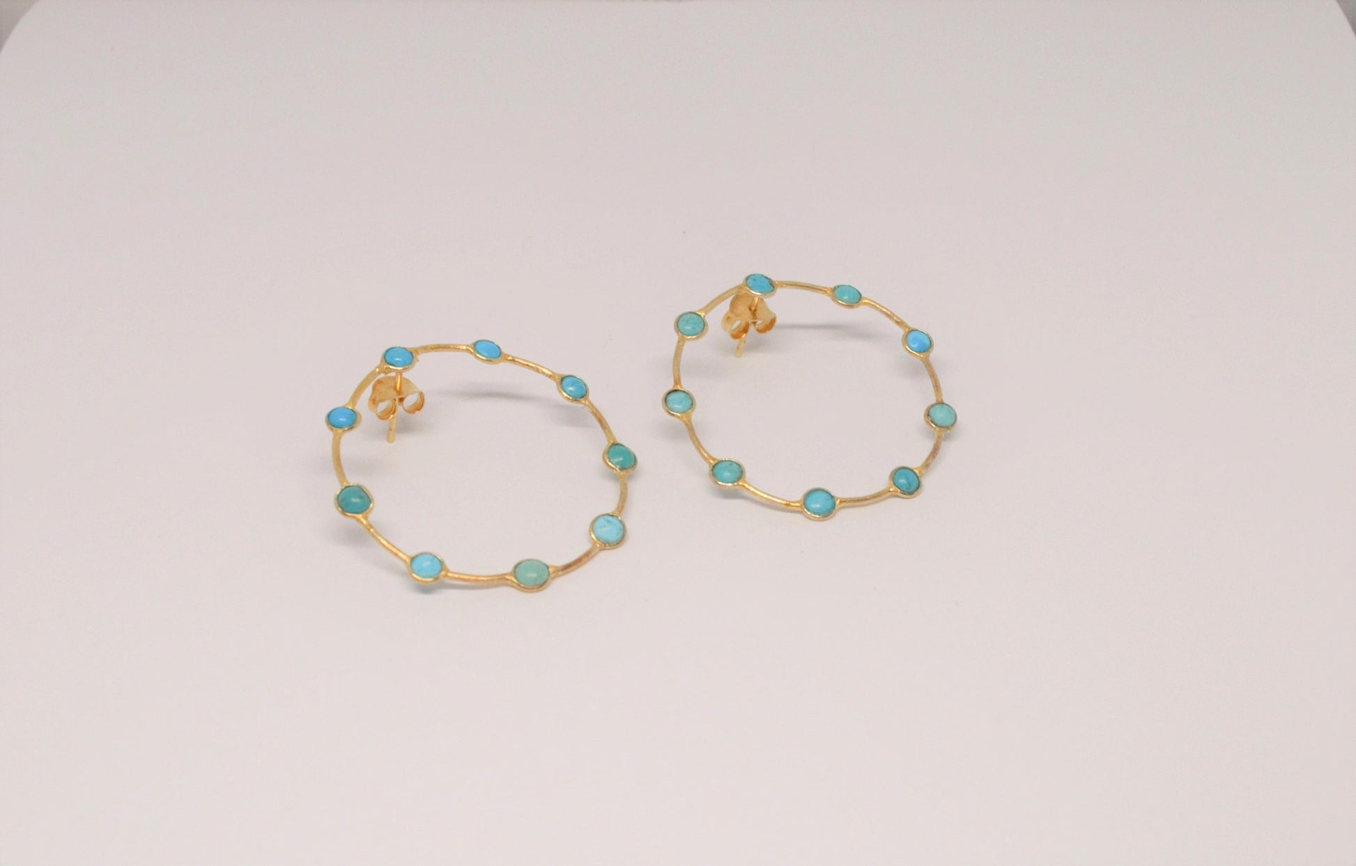 Turquoise Gold Hoop Earrings, Turquoise Jewelry, December Birthstone Jewelry, Dangle Earrings, Gold Plated Earrings, Birthday Gifts For Her