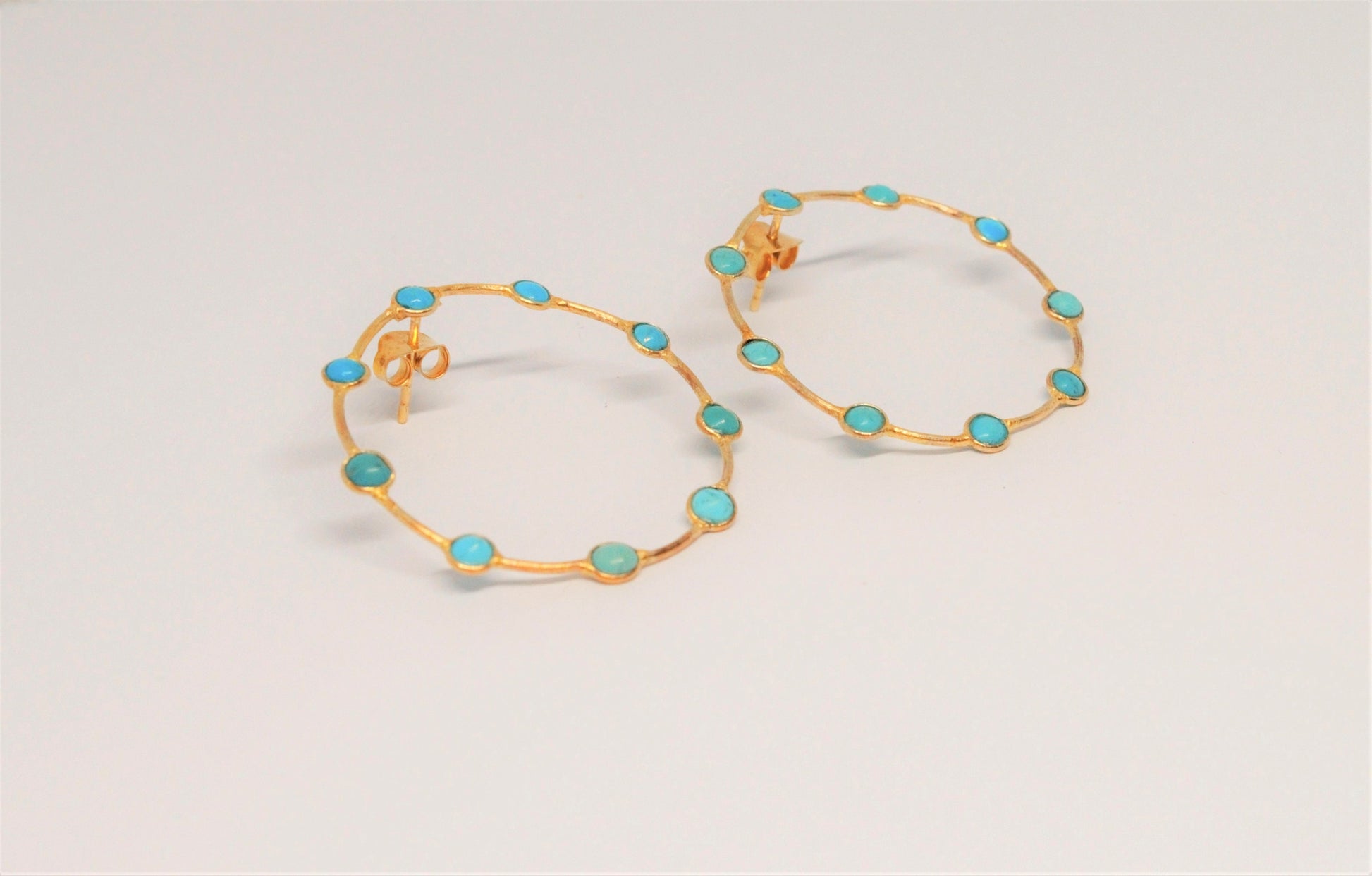 Turquoise Gold Hoop Earrings, Turquoise Jewelry, December Birthstone Jewelry, Dangle Earrings, Gold Plated Earrings, Birthday Gifts For Her