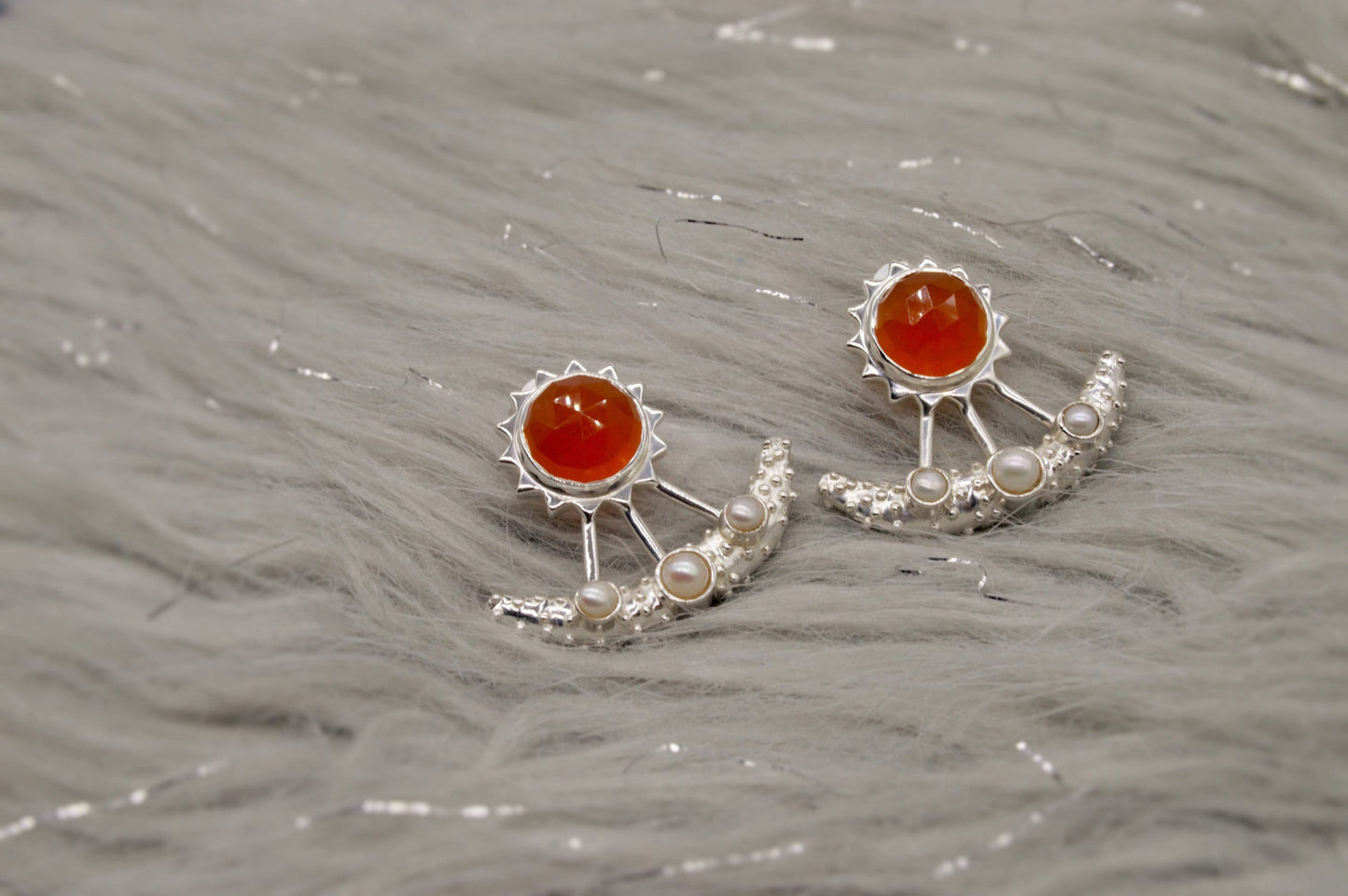 Carnelian, Pearl Earrings, Sterling Silver Indian Earrings, Unique Gemstone Earrings, June Birthstone, Pearl Jewelry, Gift For Her