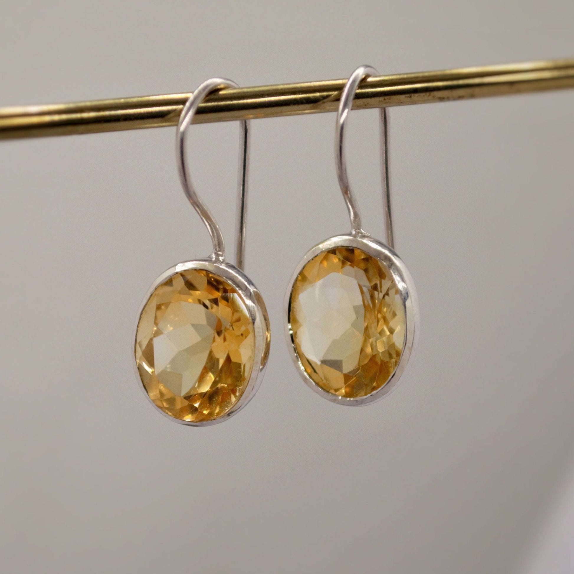 Citrine Earrings, Sterling Silver Earrings, Statement Unique Dangle Drop Earrings, November Birthstone, Gift For Her, Birthday Gift